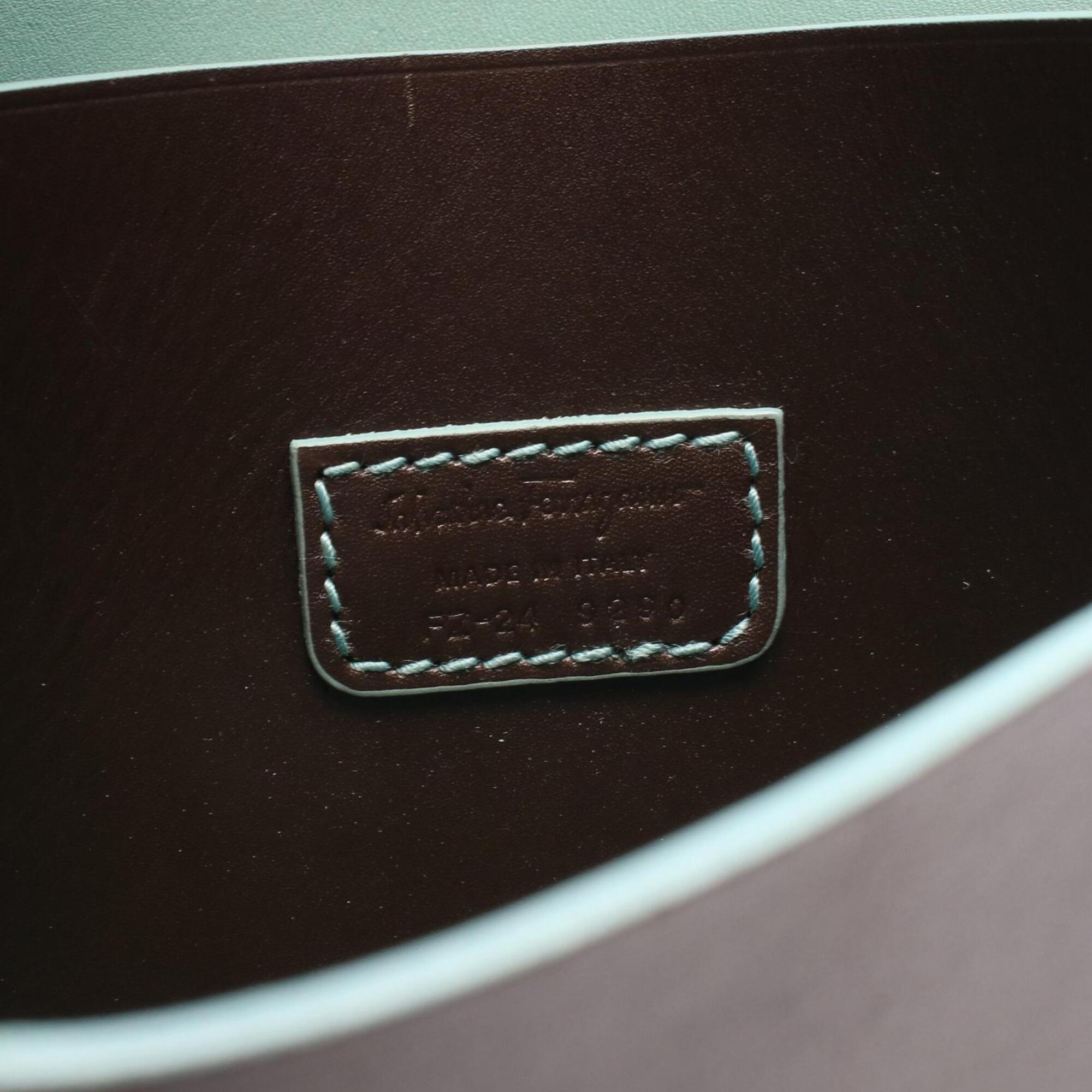 Salvatore Ferragamo Brown Leather Clutch Bag Handbag (Pre-Owned)