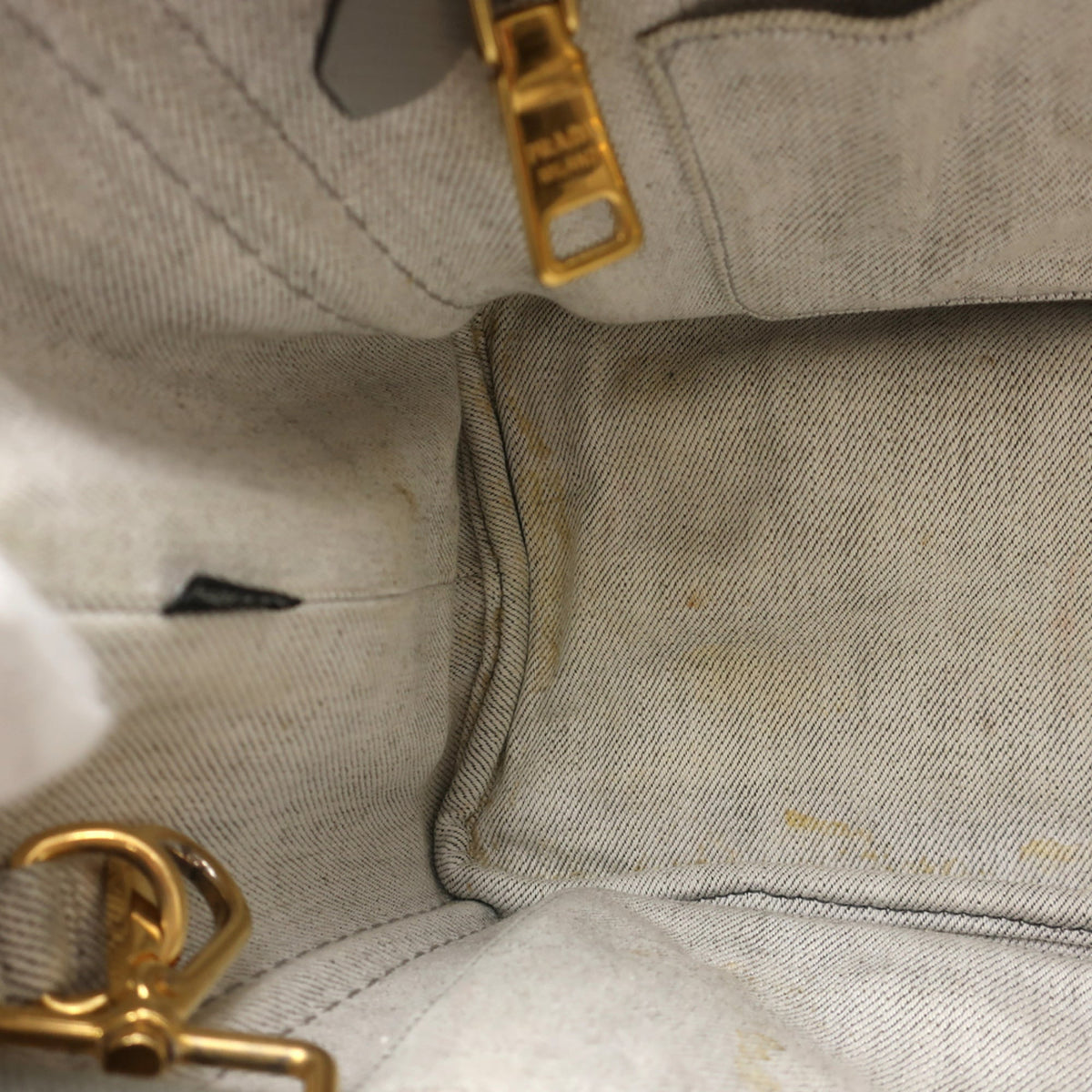 Prada Canapa Gold Cotton Canvas Handbag (Pre-Owned)