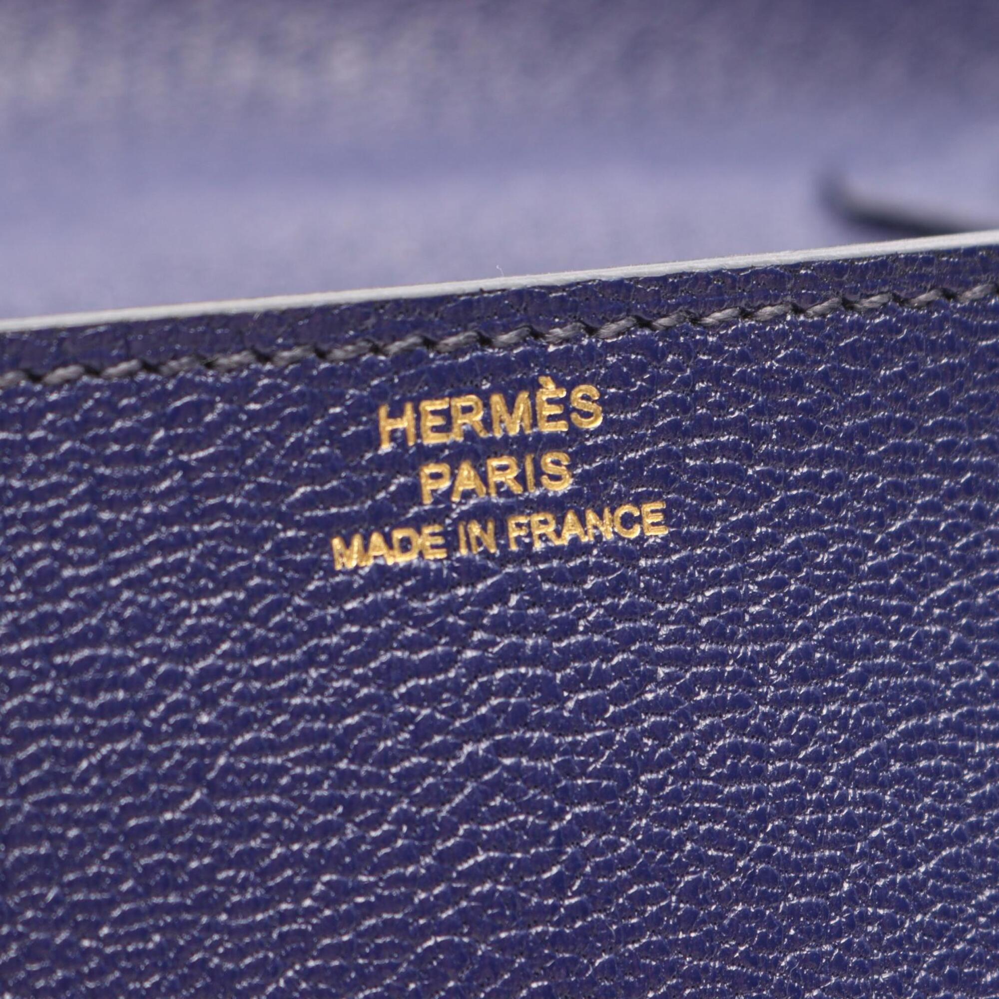 Hermes Blue Chevre Leather Leather Handbag Shoulder Bag (Pre-Owned)