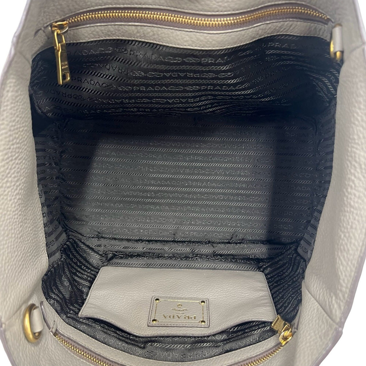 Prada Gray Leather Handbag Tote Bag (Pre-Owned)