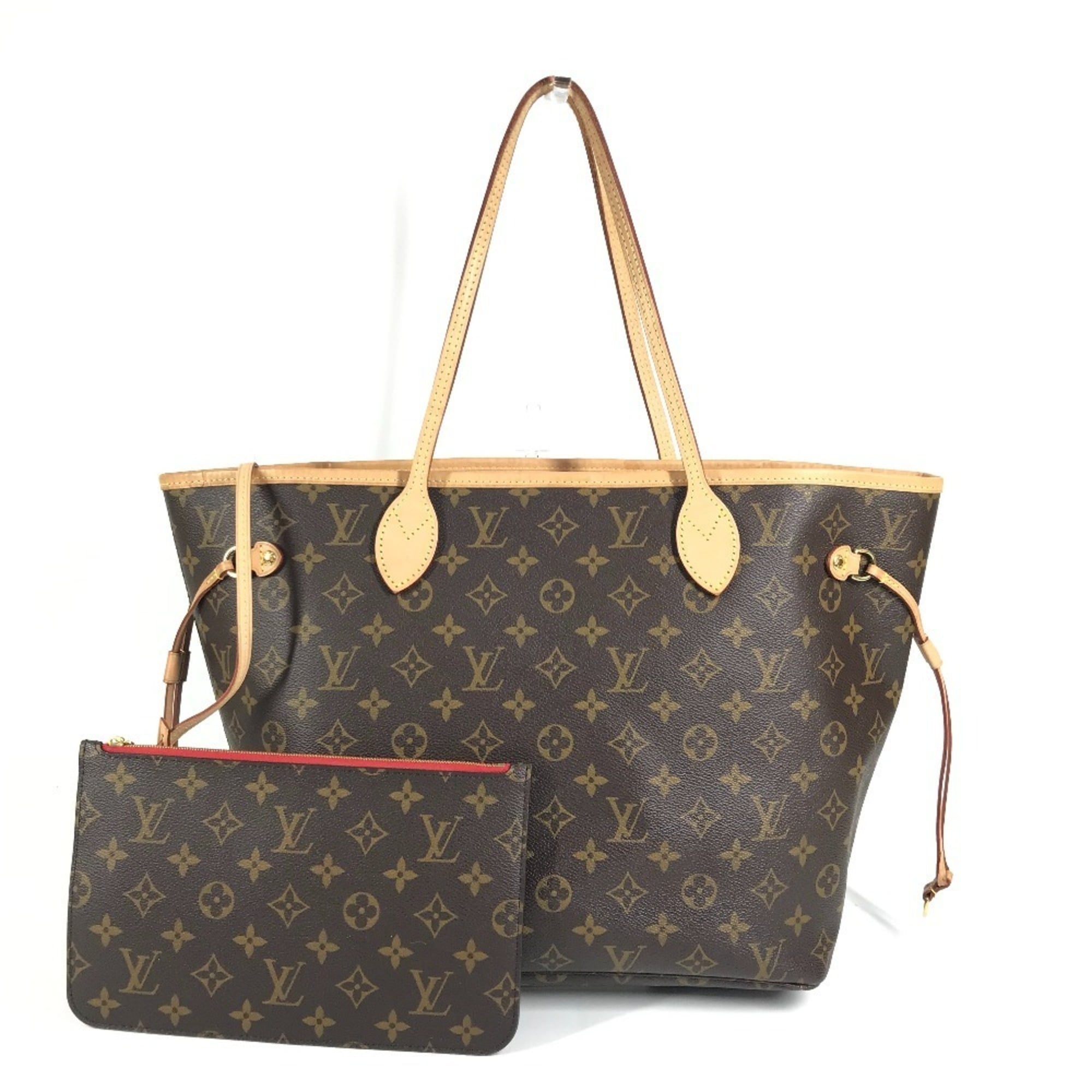 Louis Vuitton Brown Cerise Red Color Monogram Canvas Handbag Shoulder Bag Tote Bag (Pre-Owned)