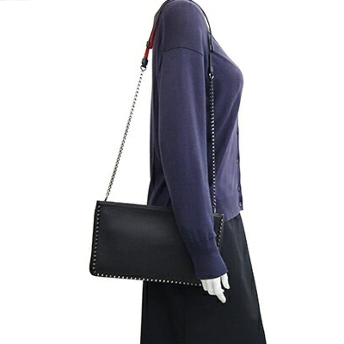 Christian Louboutin Black Leather Clutch Bag Shoulder Bag (Pre-Owned)