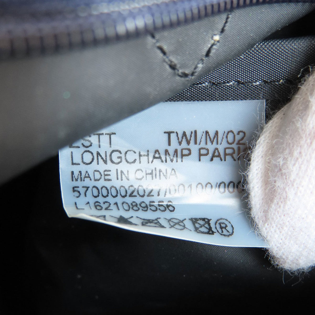 Longchamp Brown Navy Nylon Leather Handbag (Pre-Owned)