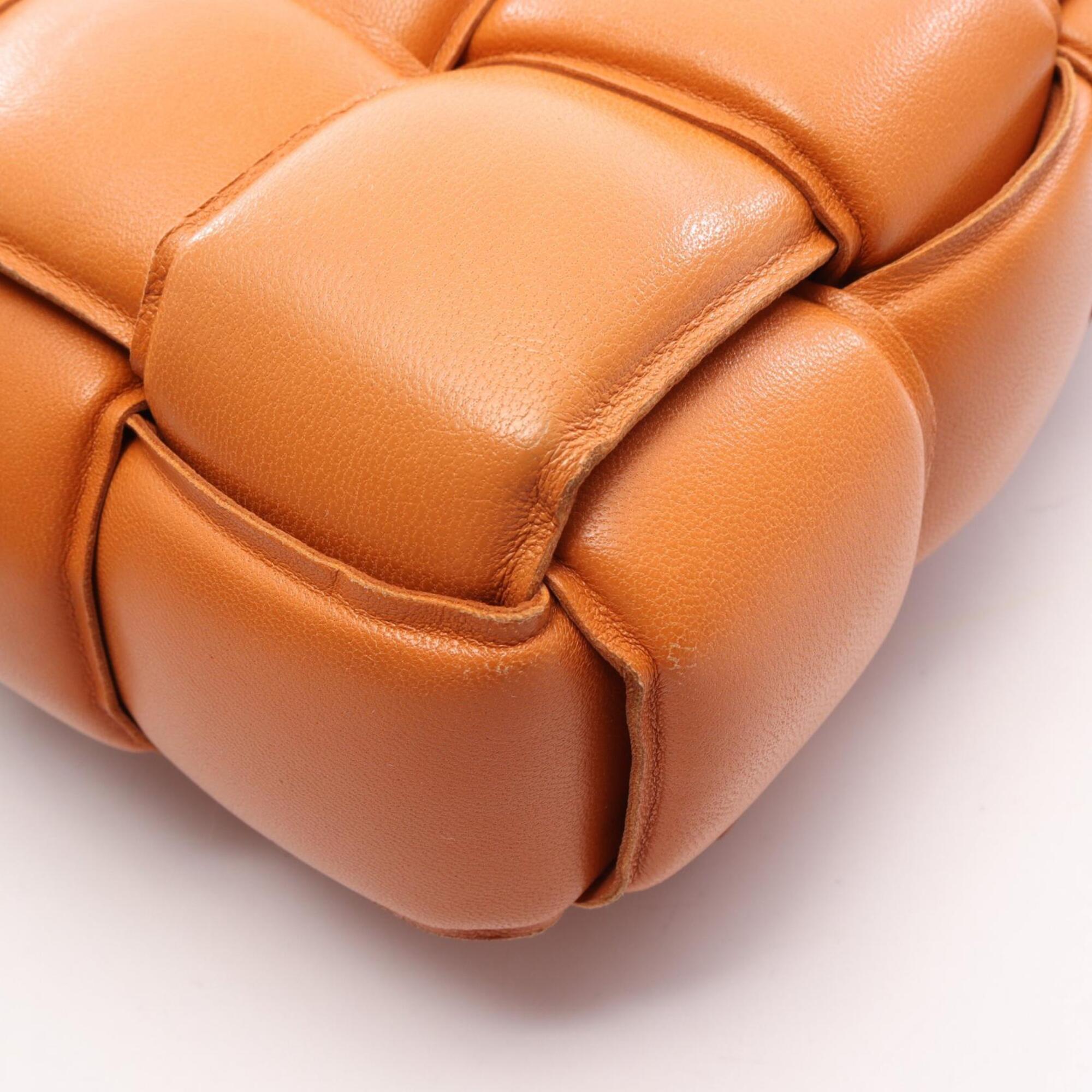 Bottega Veneta Intrecciato Orange Leather Handbag Shoulder Bag (Pre-Owned)