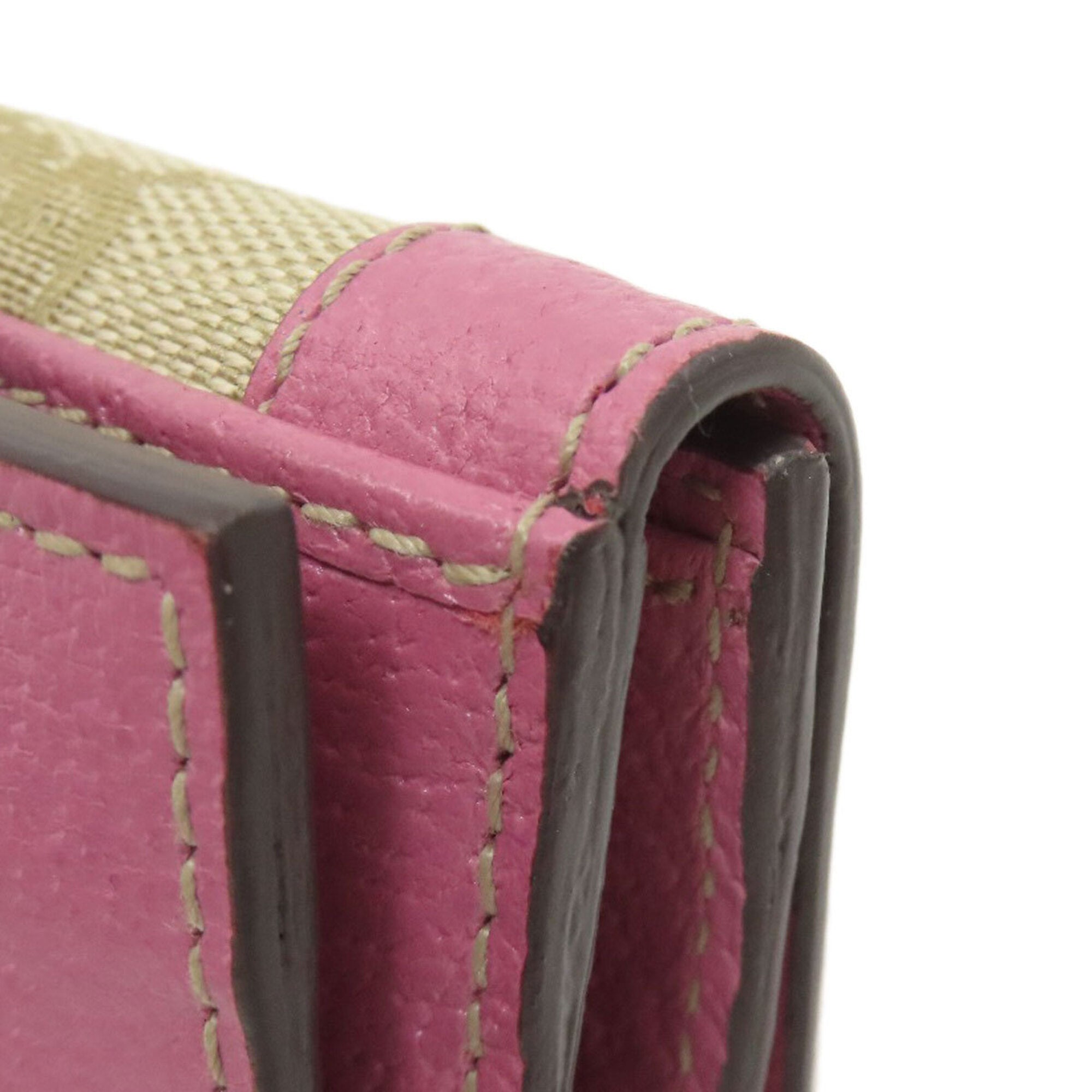 Gucci Brown Pink Canvas Leather Wallet (Bi-Fold) (Pre-Owned)