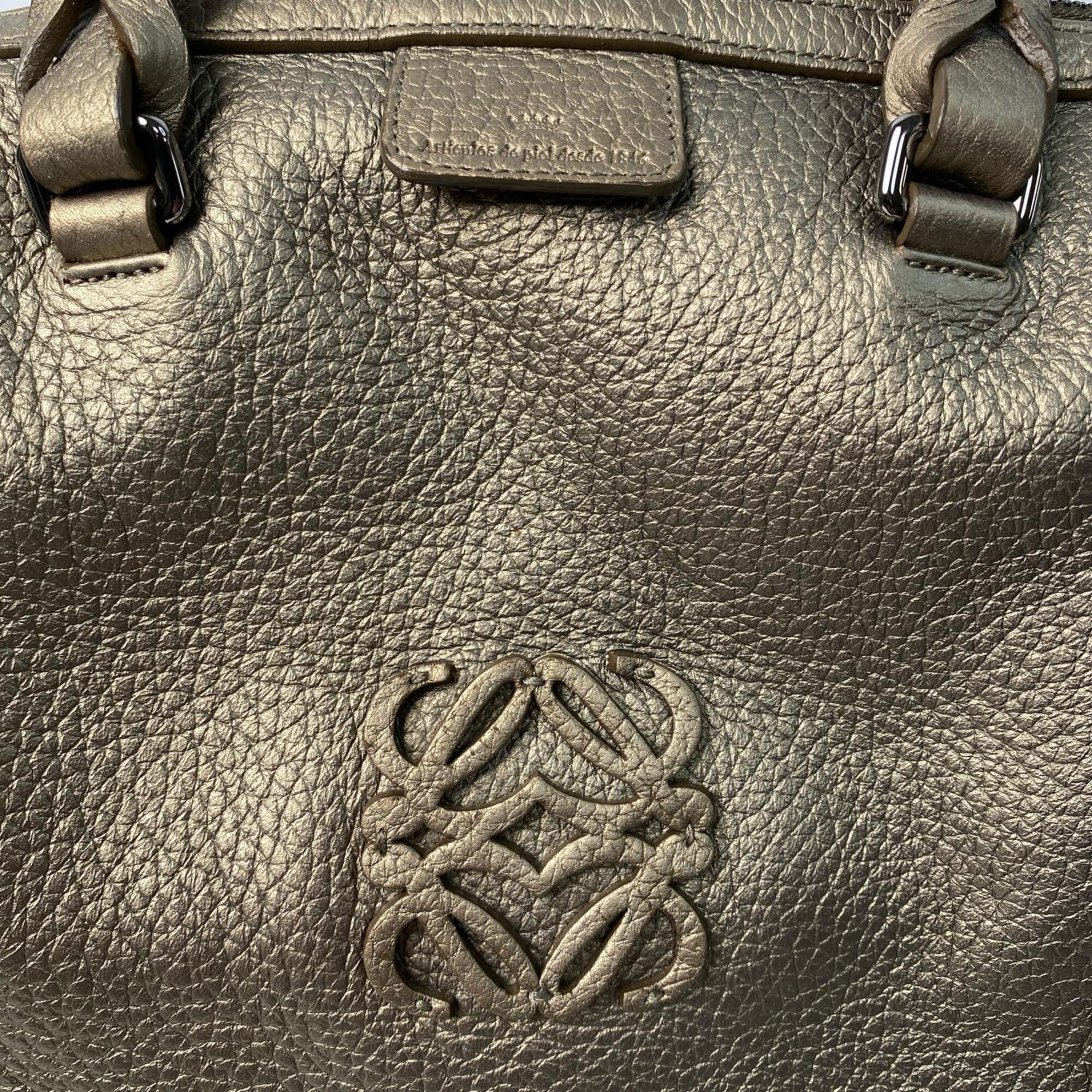 Loewe Gold Leather Boston Bag Handbag (Pre-Owned)