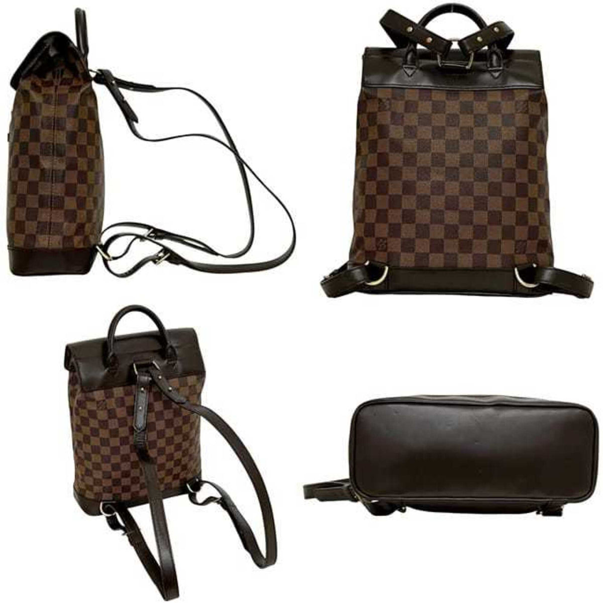 Louis Vuitton Brown Damier Canvas Leather Backpack (Pre-Owned)
