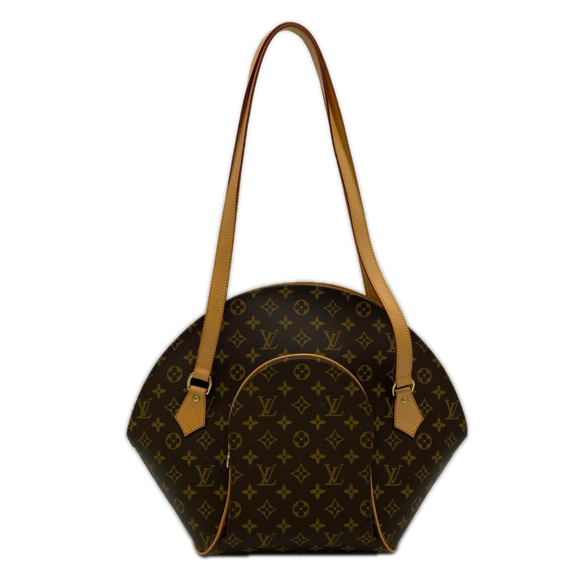 Louis Vuitton Beige Brown Coated Canvas Leather Handbag (Pre-Owned)