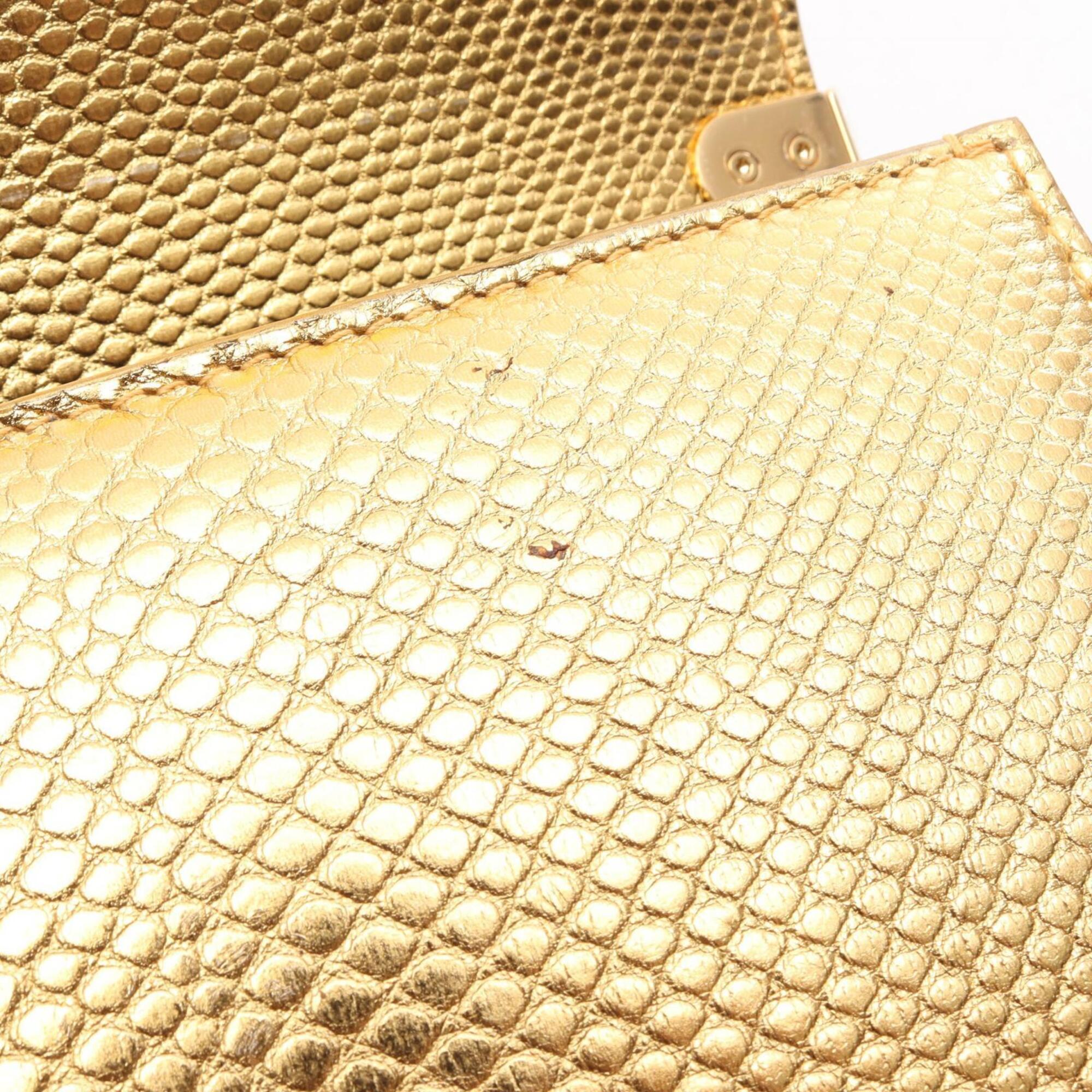 Bvlgari Gold Leather Handbag Shoulder Bag (Pre-Owned)