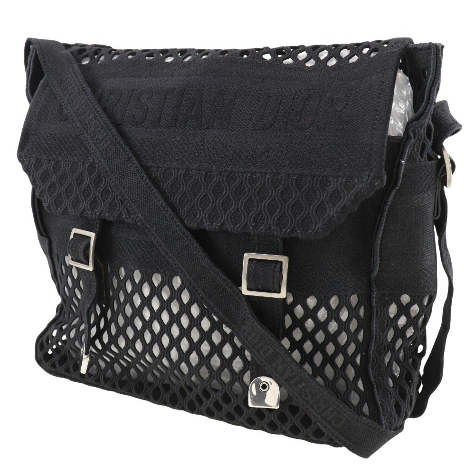 Christian Dior Black Mesh Messenger Bag Shoulder Bag (Pre-Owned)