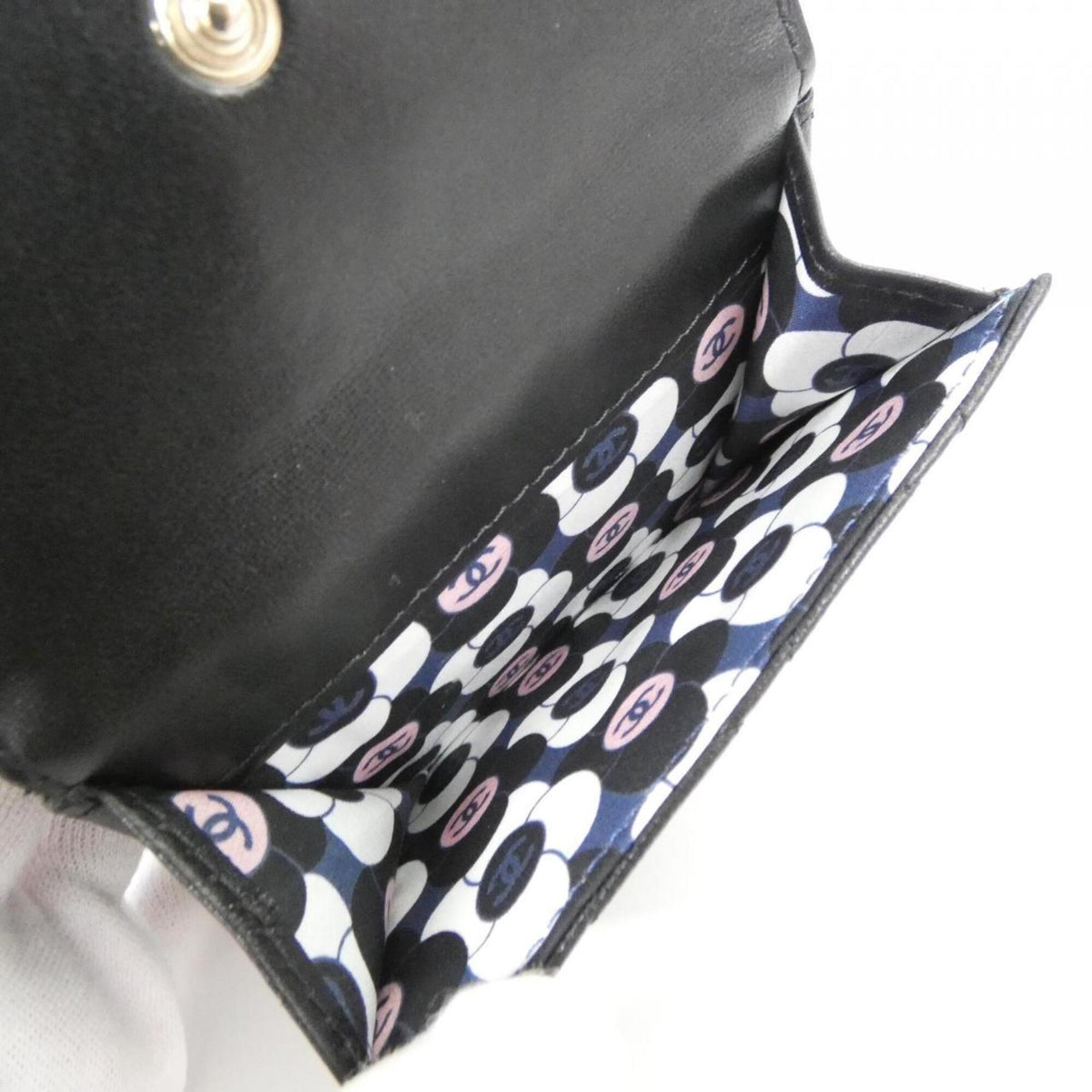 Chanel Black Leather Wallet (Tri-Fold) (Pre-Owned)