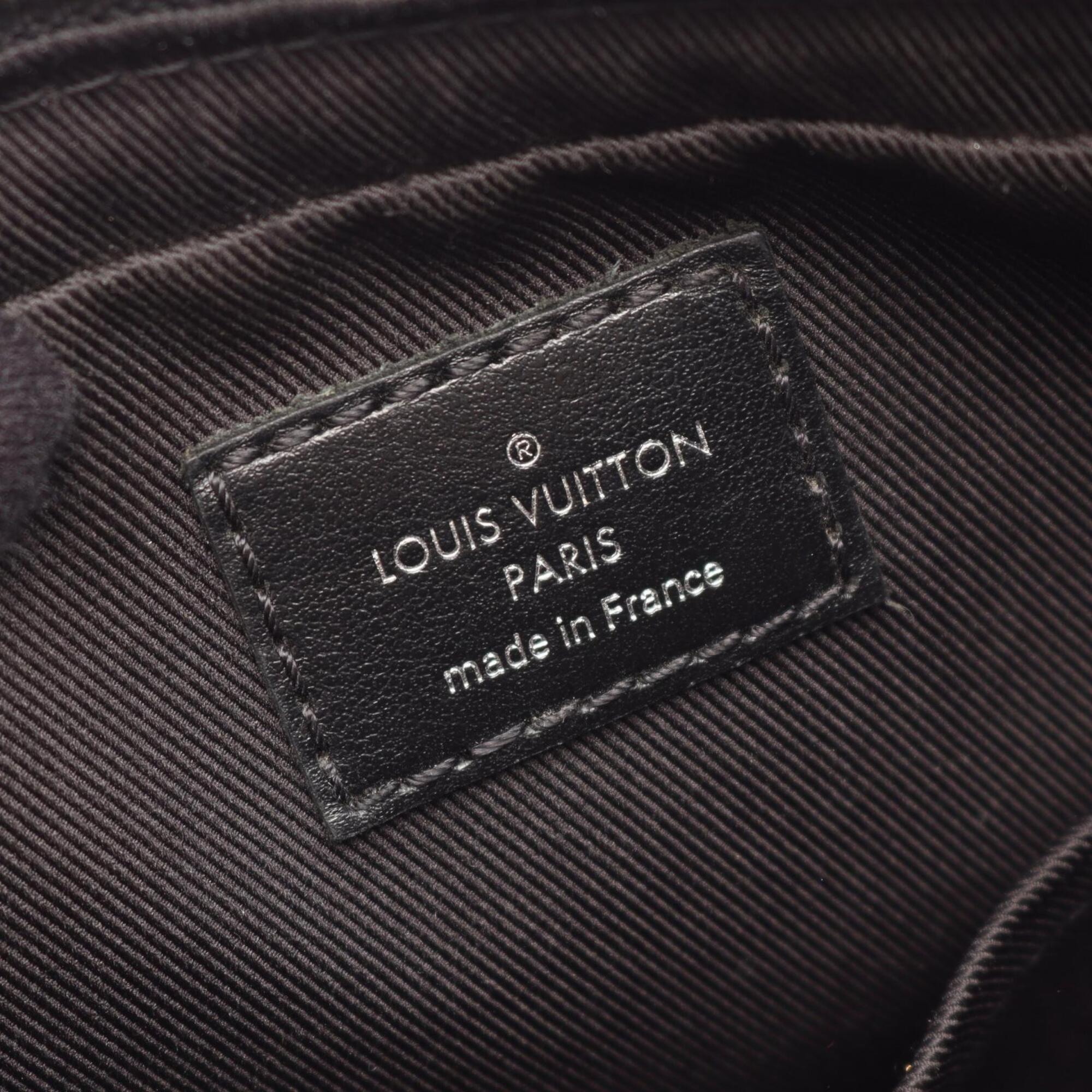 Louis Vuitton Black Gray Coated Canvas Leather Handbag Shoulder Bag (Pre-Owned)