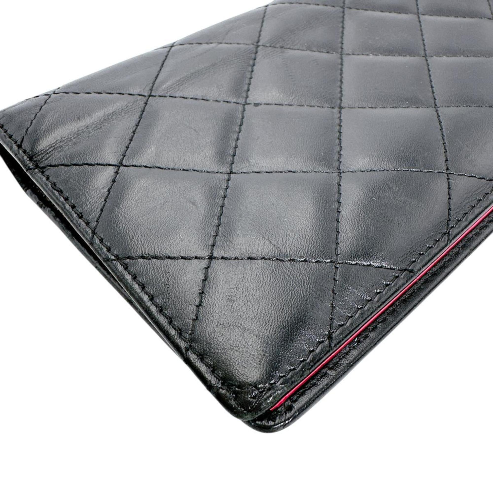 Chanel Black Leather Long Wallet (Bi-Fold) (Pre-Owned)
