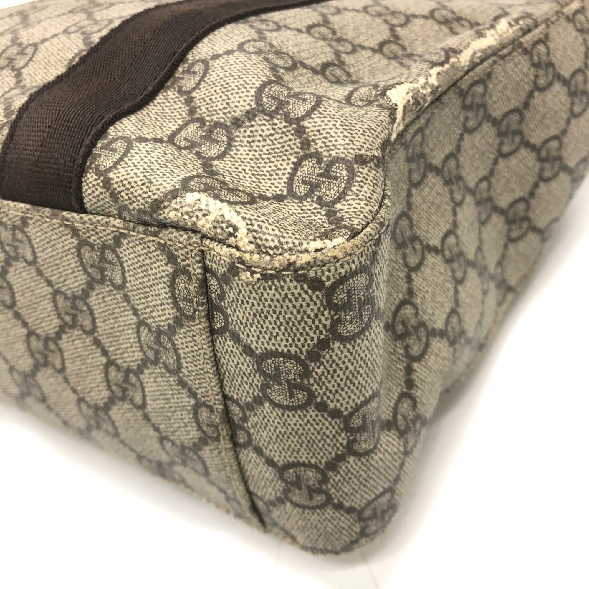 Gucci Beige Dark Brown Gg Supreme Canvas Handbag Tote Bag (Pre-Owned)