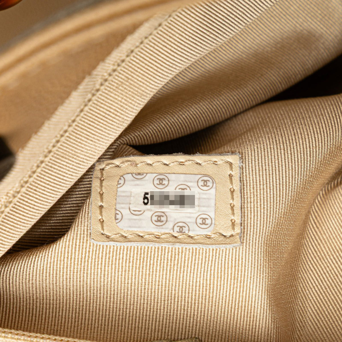 Chanel Beige Grained Calfskin Plastic Shoulder Bag Tote Bag (Pre-Owned)