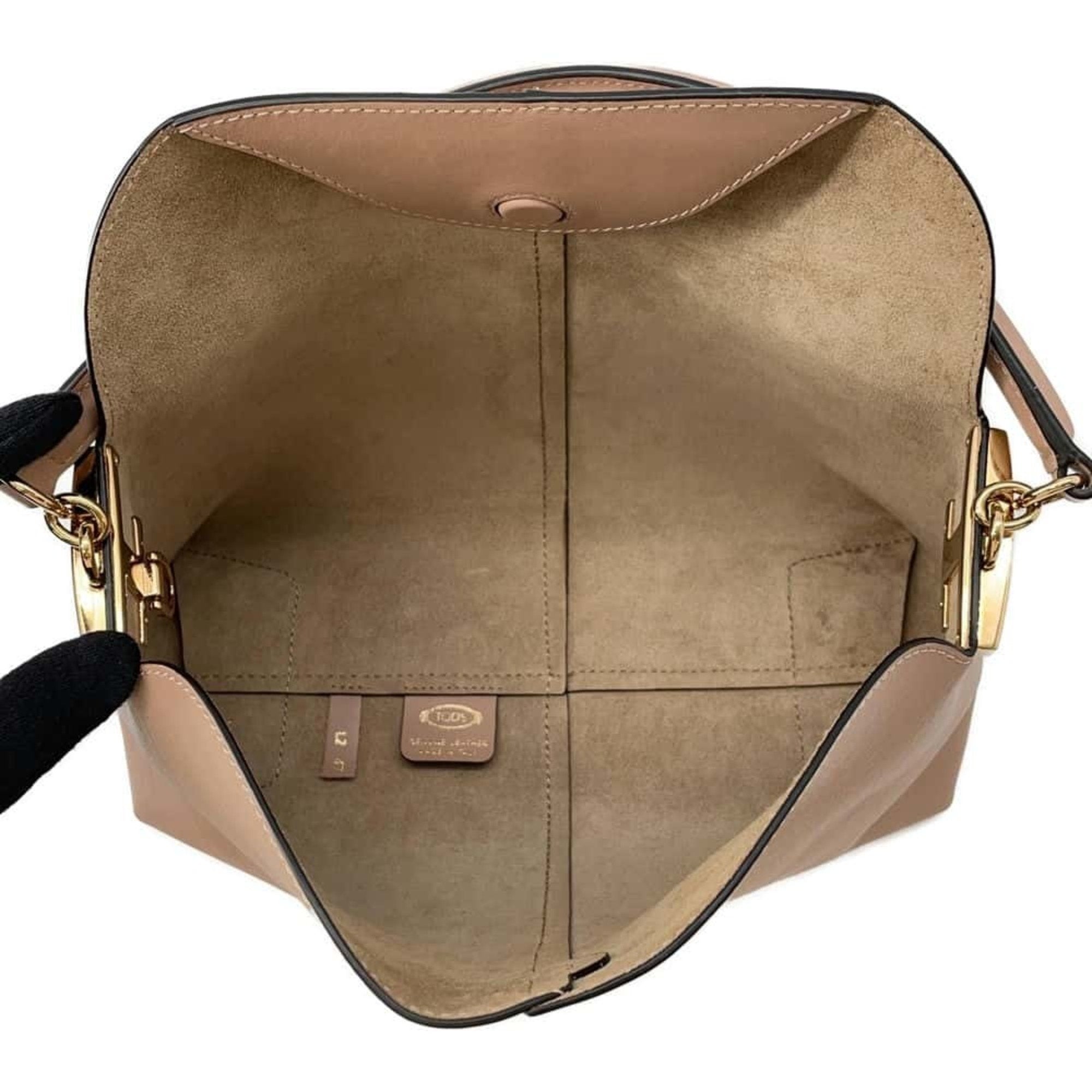 Tod's Pink Beige Leather Handbag Shoulder Bag (Pre-Owned)