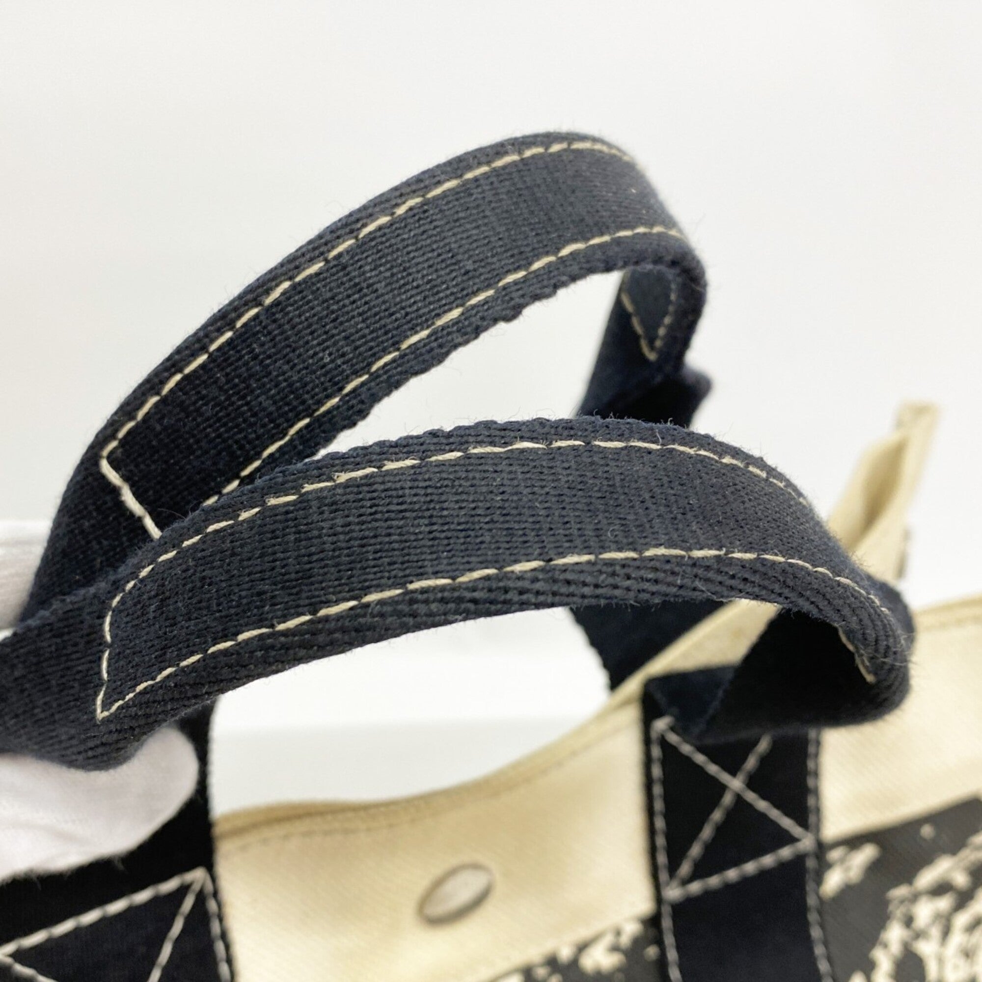 Hermes Black White Canvas Tote Bag (Pre-Owned)