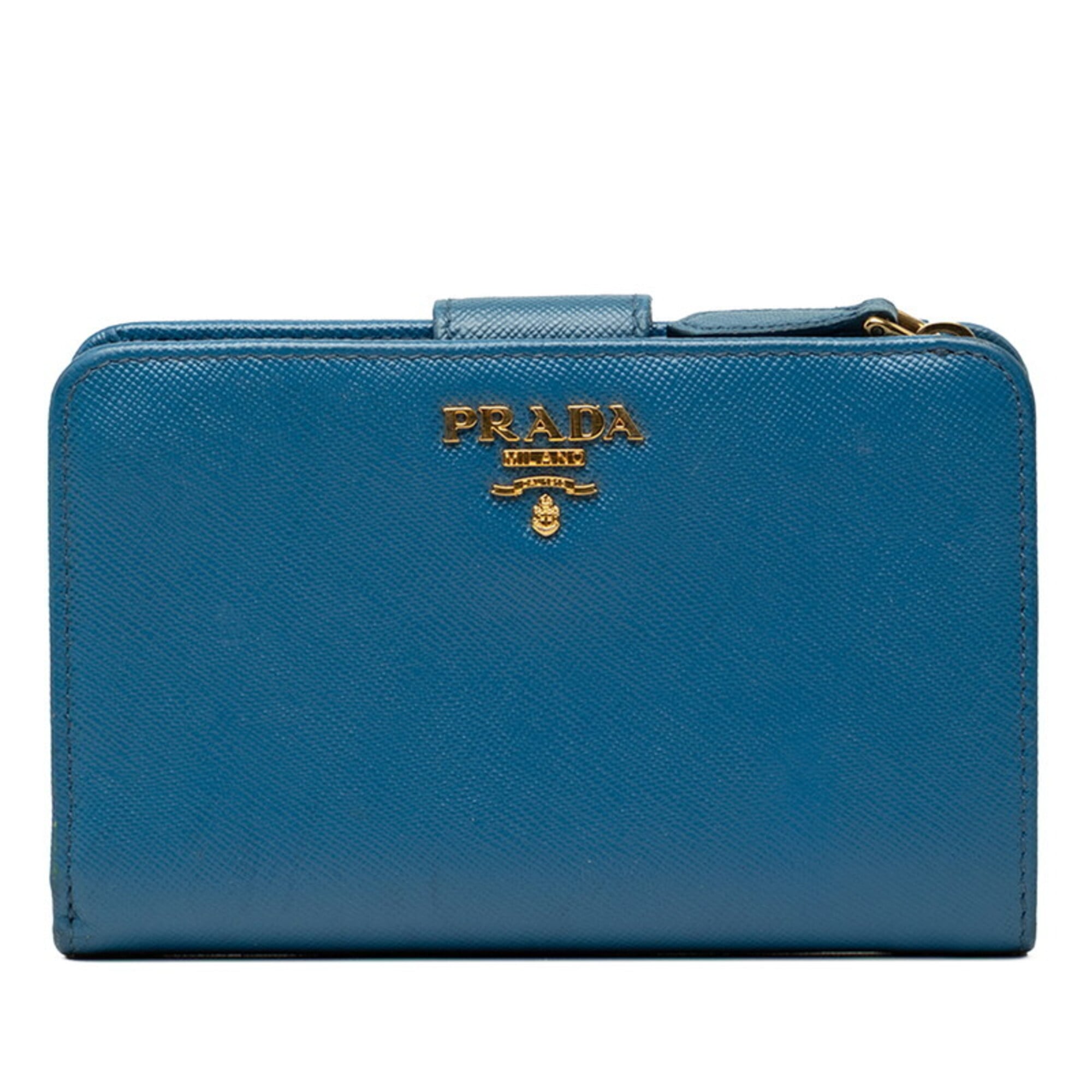 Prada Blue Leather Wallet (Bi-Fold) (Pre-Owned)