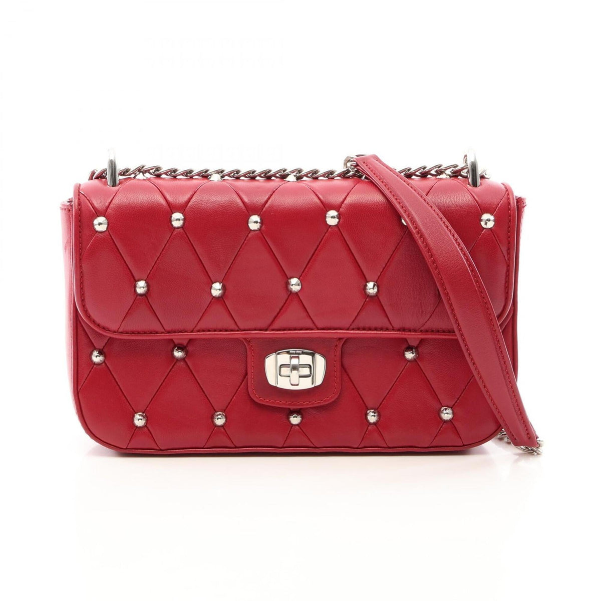 Miu Miu Red Color Leather Handbag Shoulder Bag (Pre-Owned)