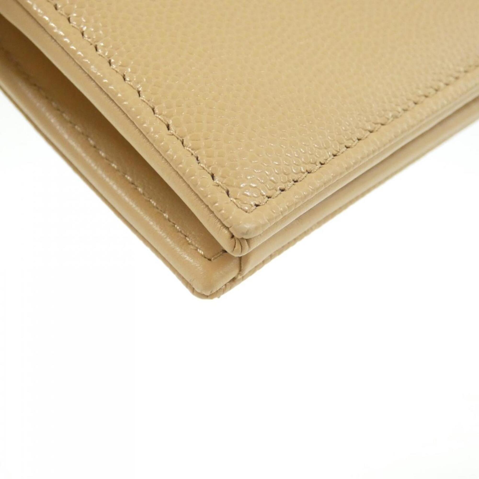 Chanel Beige Grained Calfskin Wallet (Bi-Fold) (Pre-Owned)