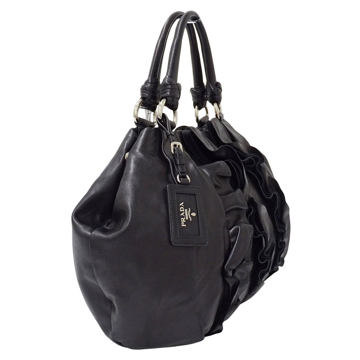 Prada Black Leather Handbag Tote Bag (Pre-Owned)