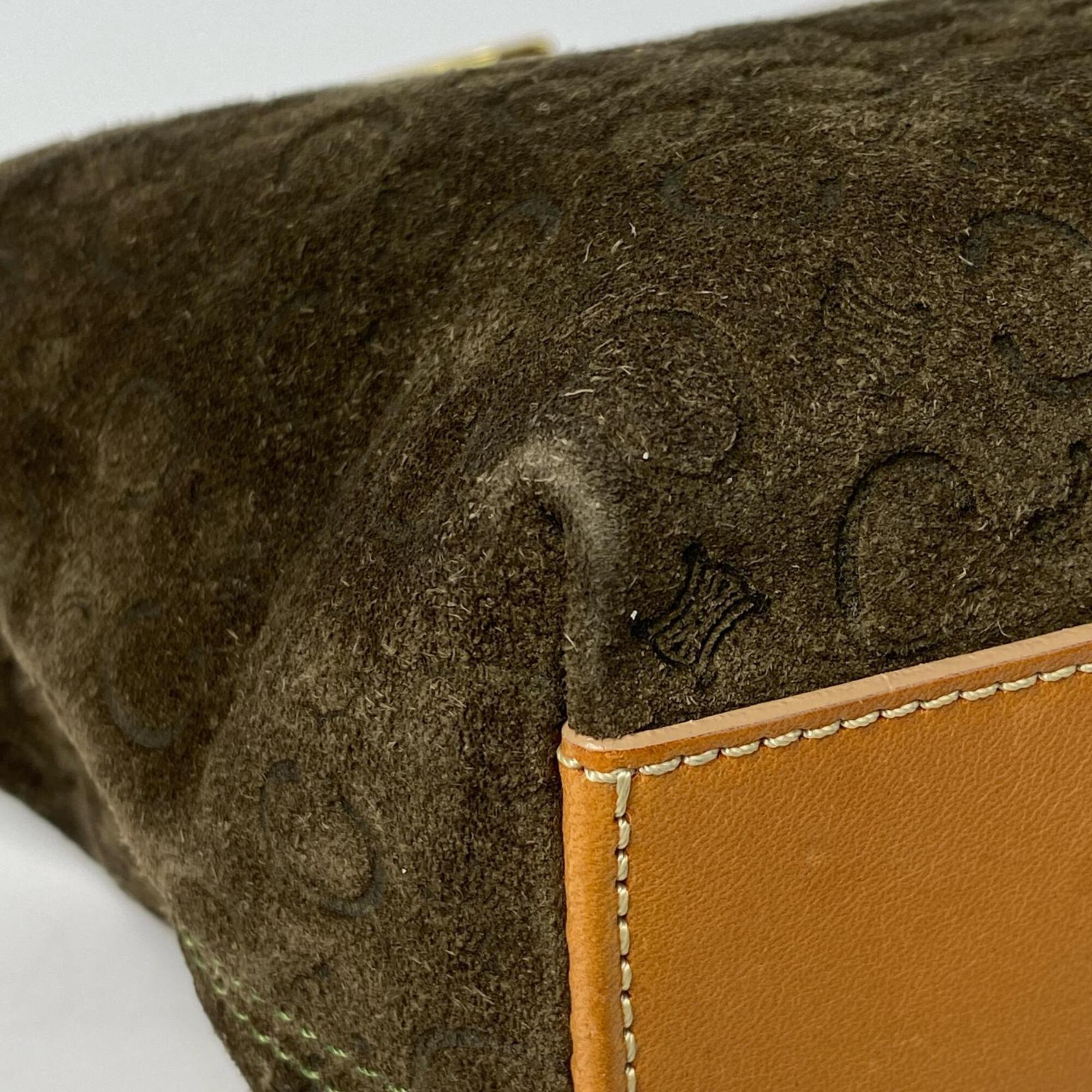 Celine Khaki Suede Leather Shoulder Bag (Pre-Owned)