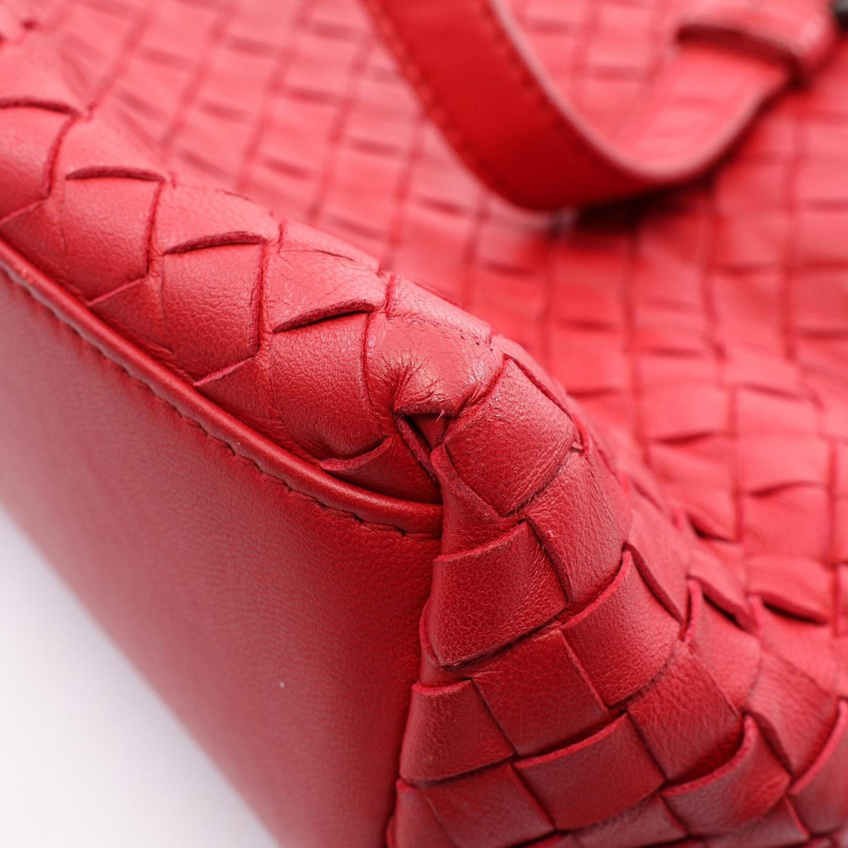 Bottega Veneta Red Color Leather Handbag Tote Bag (Pre-Owned)