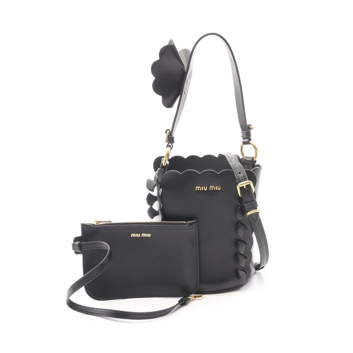 Miu Miu Black Leather Handbag Pouch (Pre-Owned)