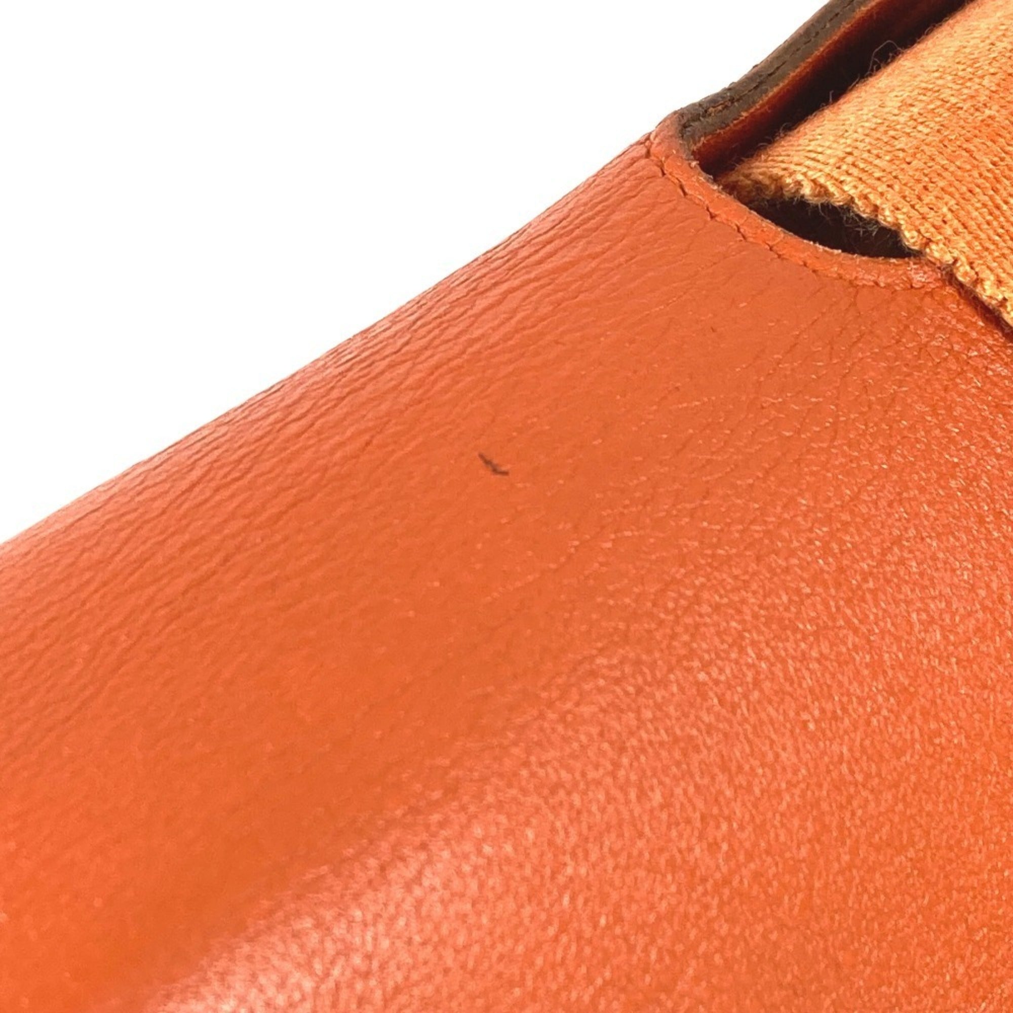 Hermes Orange Toile Chevron Handbag Pouch Tote Bag (Pre-Owned)