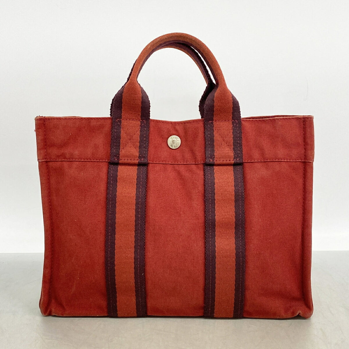 Hermes Red Color Canvas Handbag (Pre-Owned)