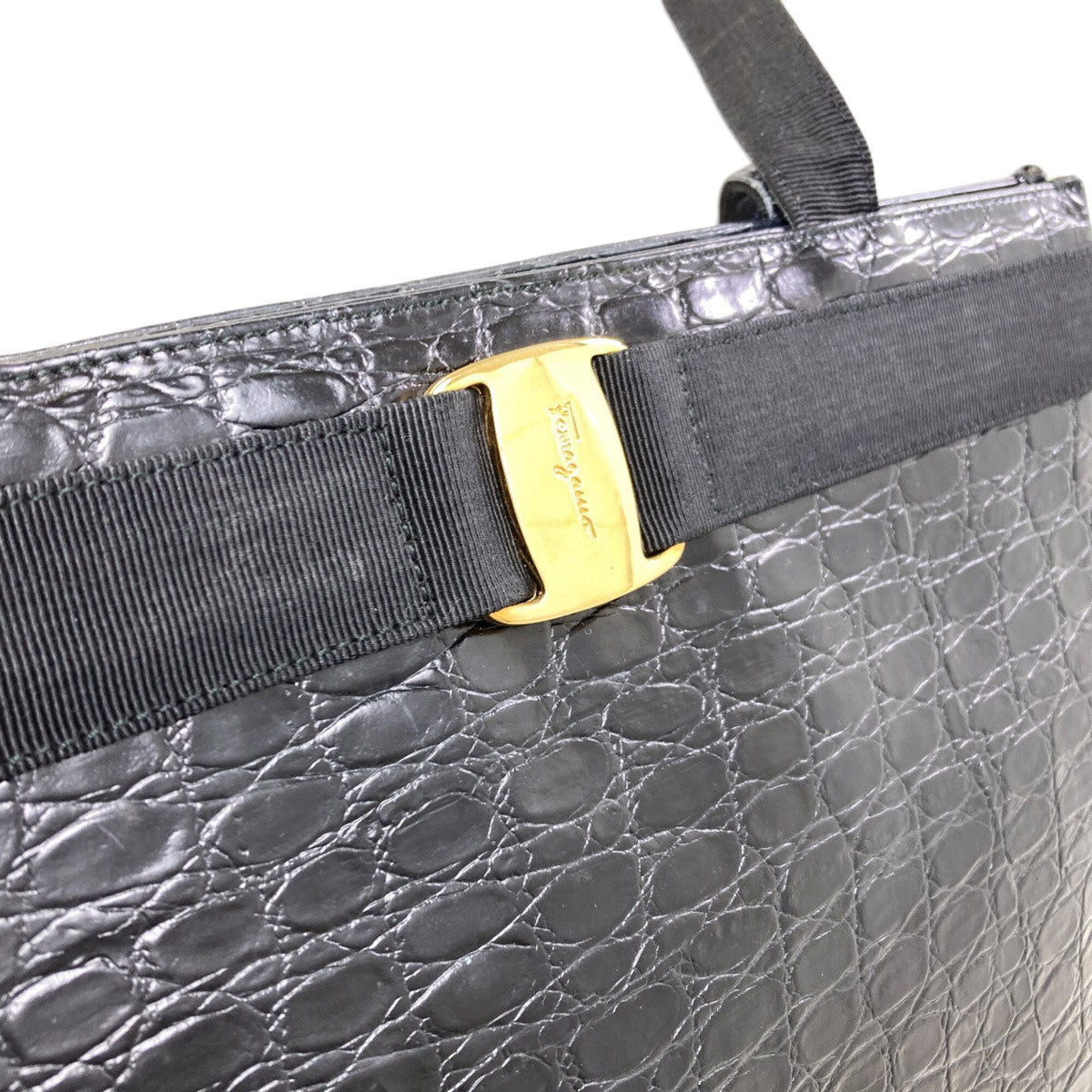 Salvatore Ferragamo Black Leather Tote Bag (Pre-Owned)
