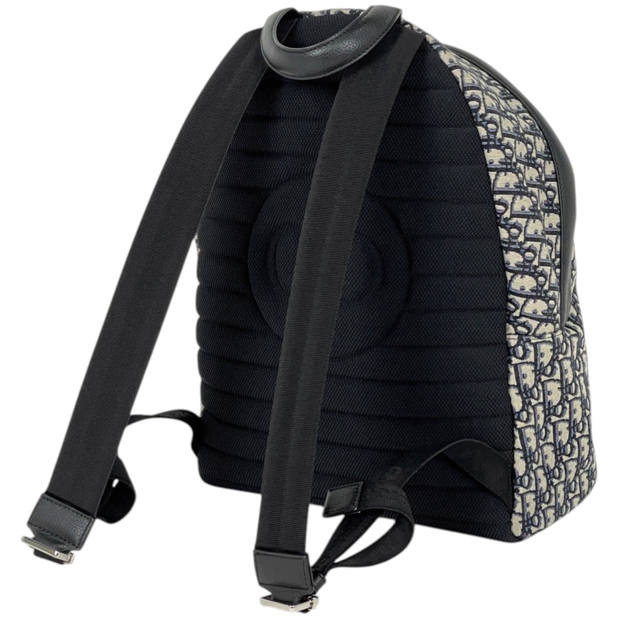 Christian Dior Black Blue Canvas Leather Backpack (Pre-Owned)