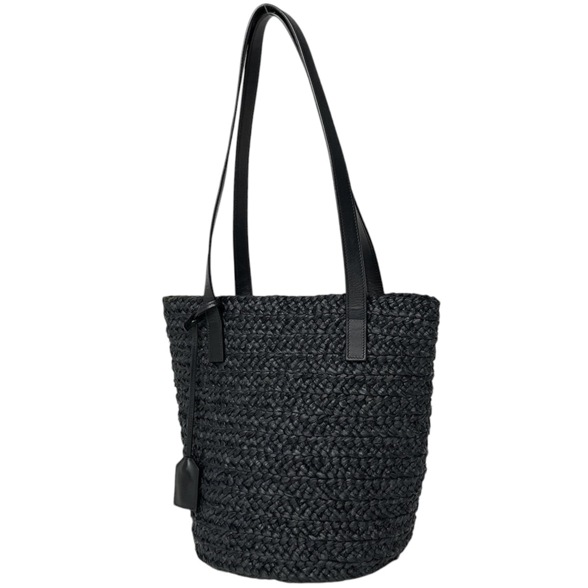Saint Laurent Black Raffia Leather Tote Bag (Pre-Owned)