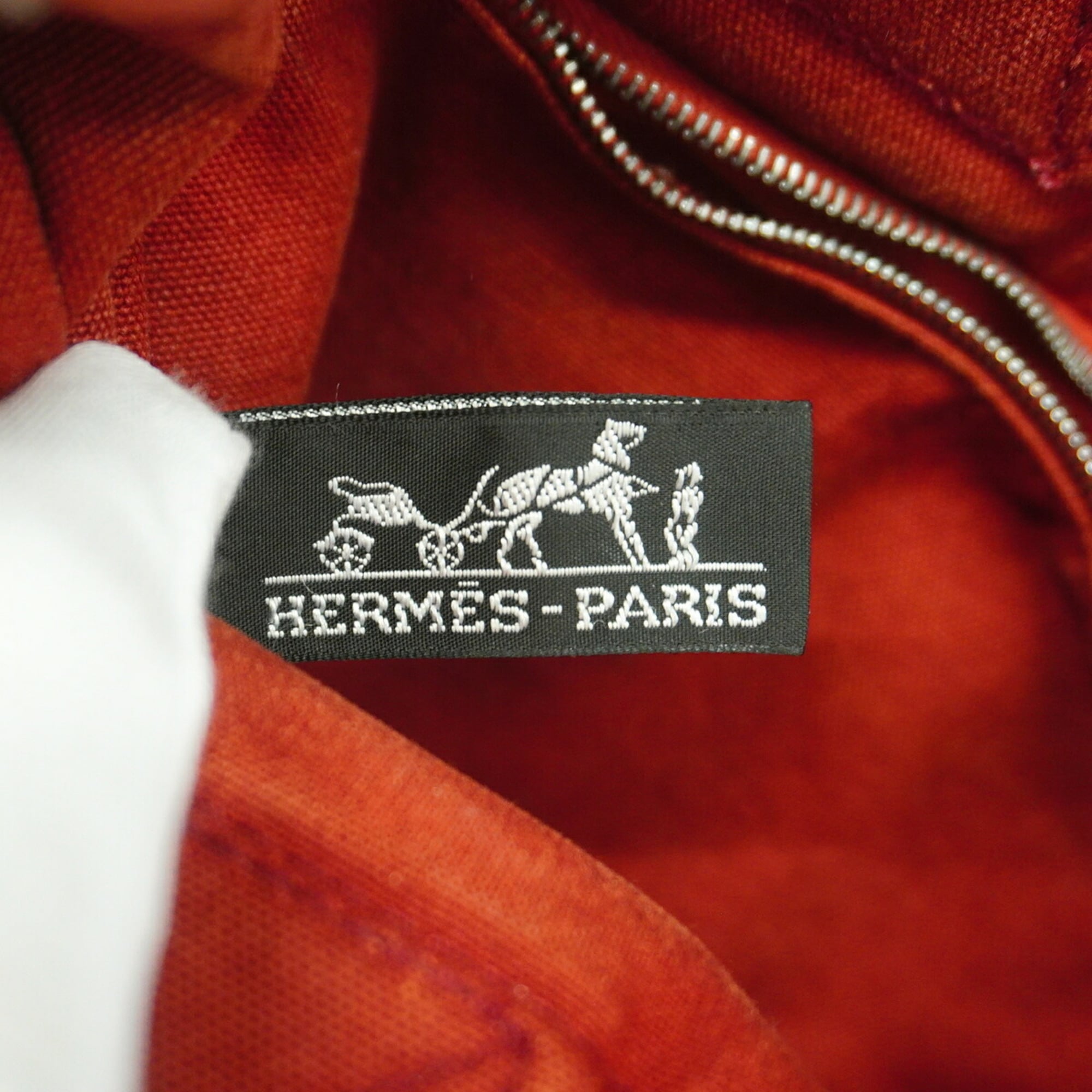 Hermes Red Color Canvas Handbag (Pre-Owned)