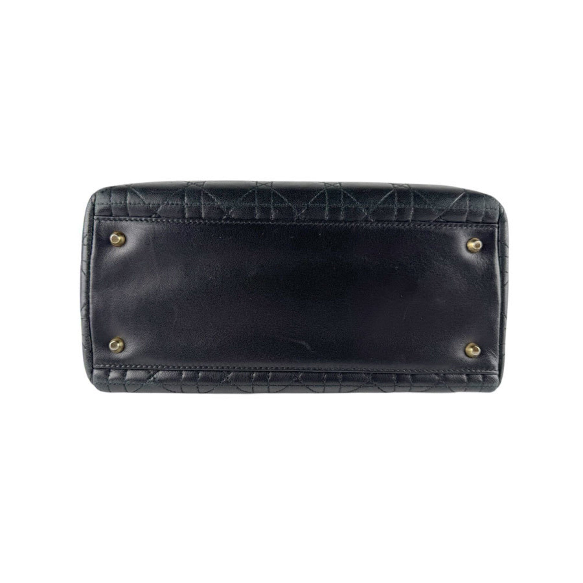 Christian Dior Black Leather Handbag Shoulder Bag (Pre-Owned)