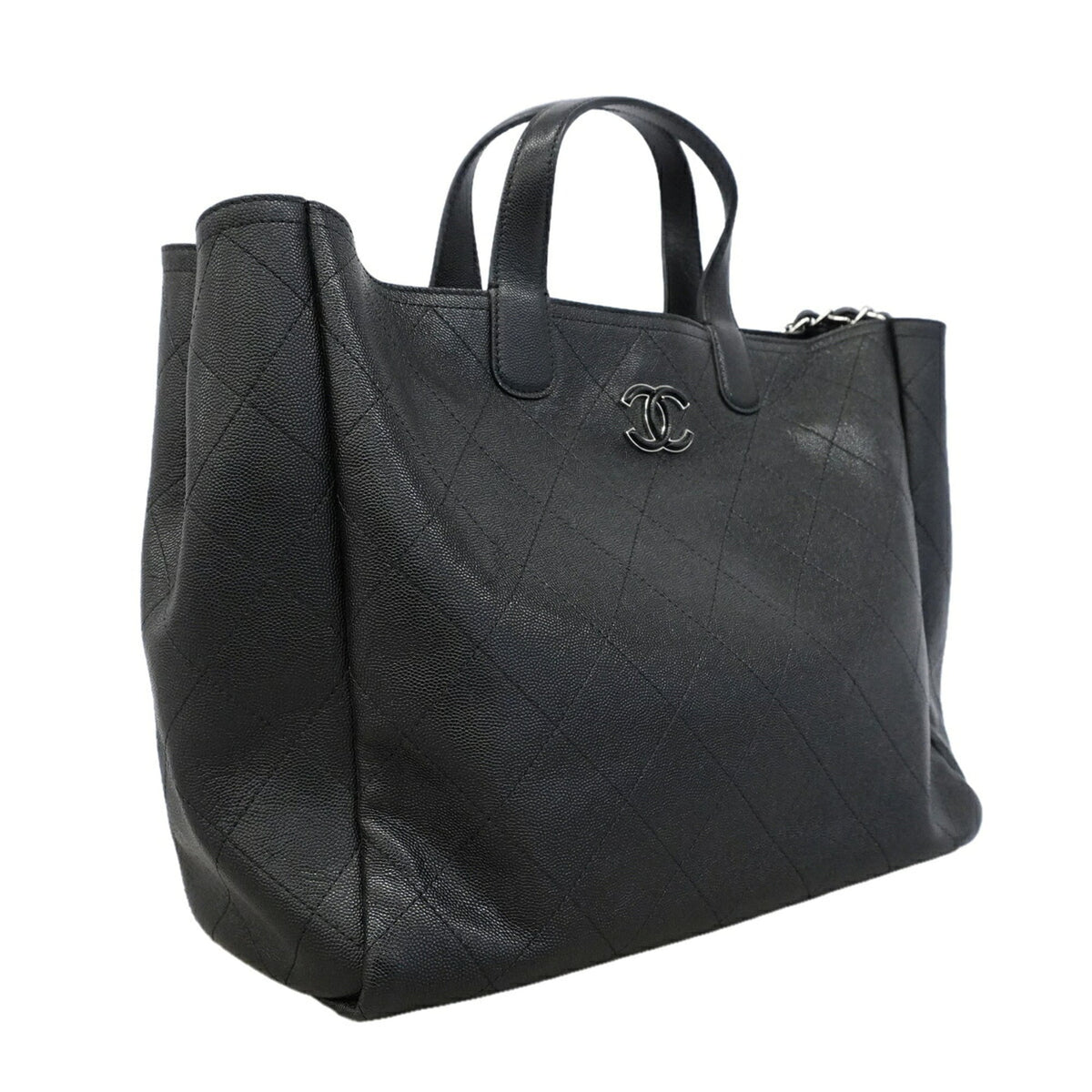 Chanel Black Grained Calfskin Tote Bag (Pre-Owned)