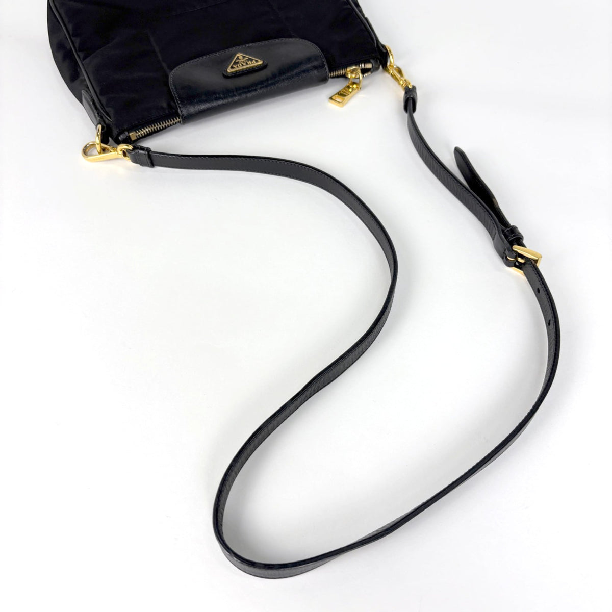 Prada Black Nero Nylon Leather Shoulder Bag (Pre-Owned)