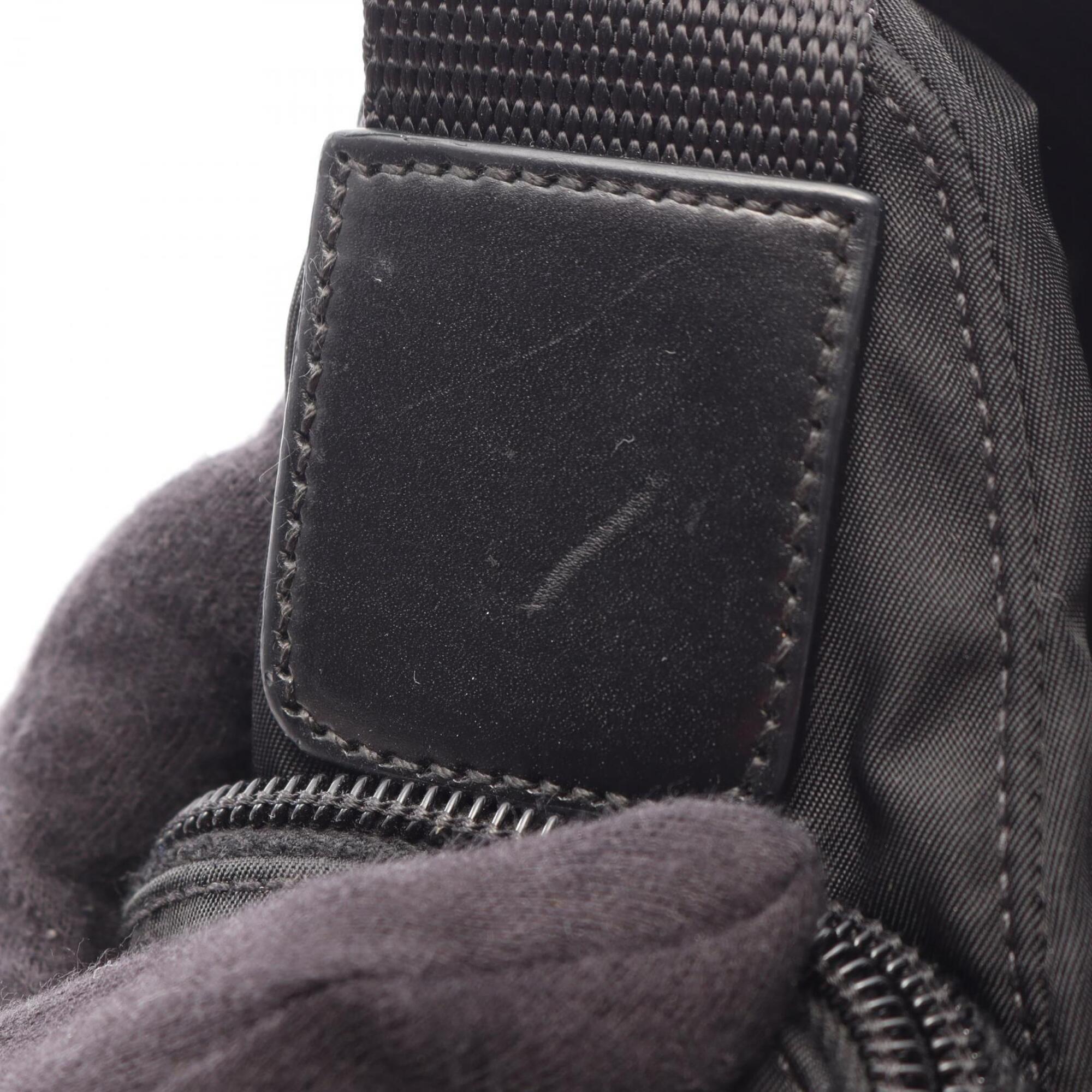 Prada Black Nylon Leather Handbag Shoulder Bag (Pre-Owned)