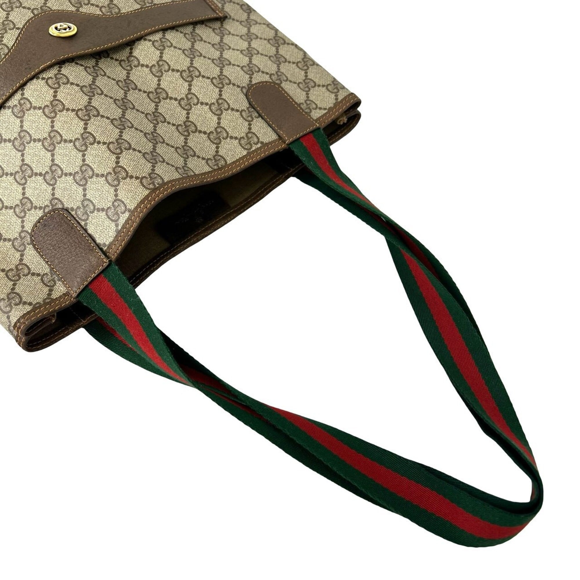 Gucci Brown Leather Pvc Shoulder Bag Tote Bag (Pre-Owned)