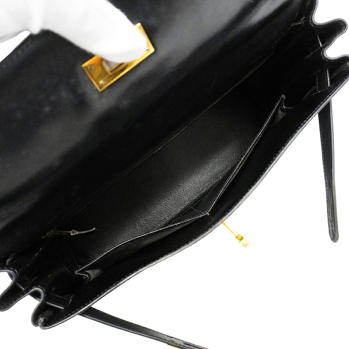 Hermes Black Box Calf Leather Handbag (Pre-Owned)