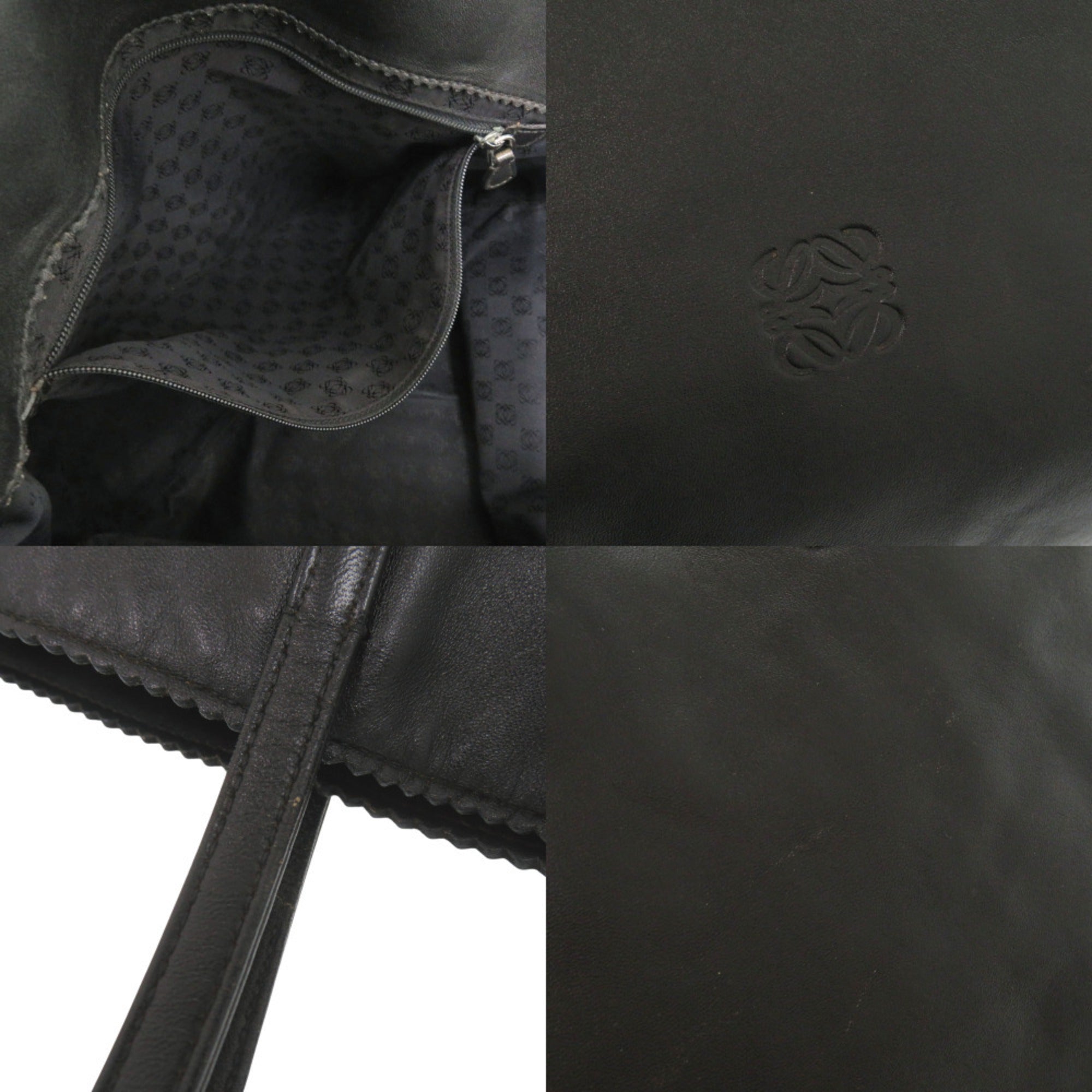 Loewe Black Leather Handbag Tote Bag (Pre-Owned)