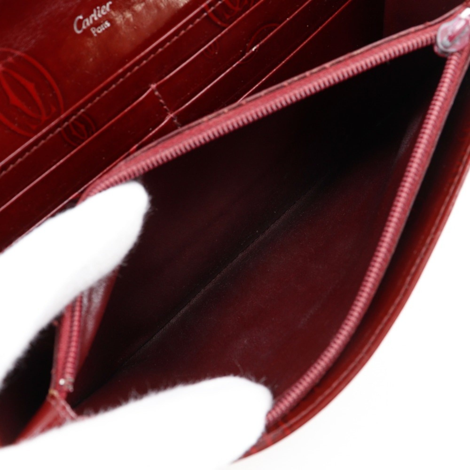Cartier Bordeaux Patent Leather Long Wallet (Bi-Fold) (Pre-Owned)
