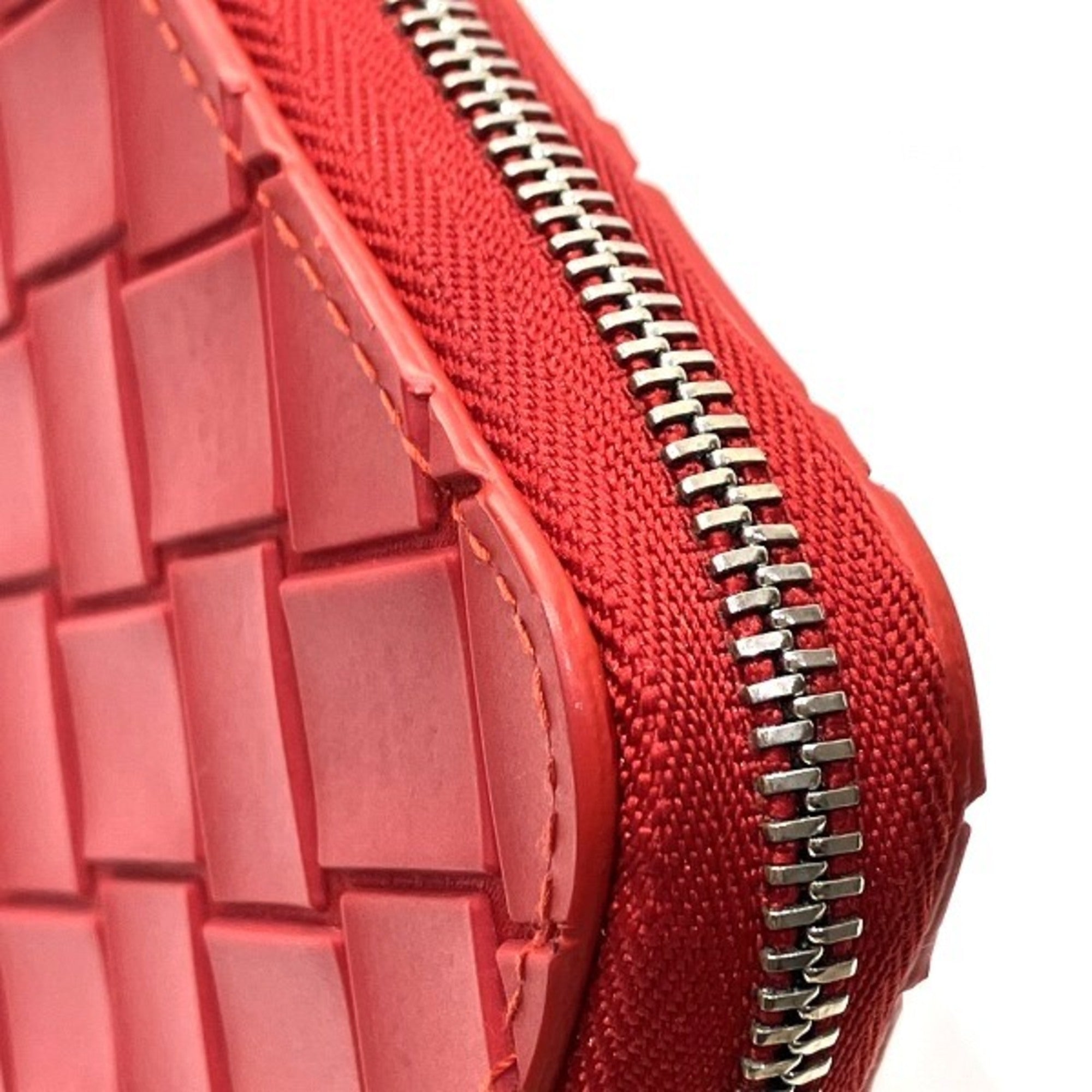 Bottega Veneta Intrecciato Red Color Elastane Cotton Polyester Long Wallet (Bi-Fold) (Pre-Owned)
