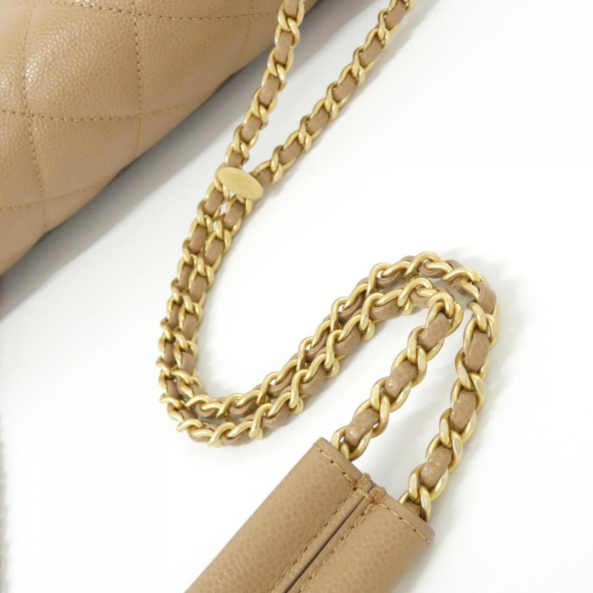 Chanel Beige Grained Calfskin Shoulder Bag (Pre-Owned)