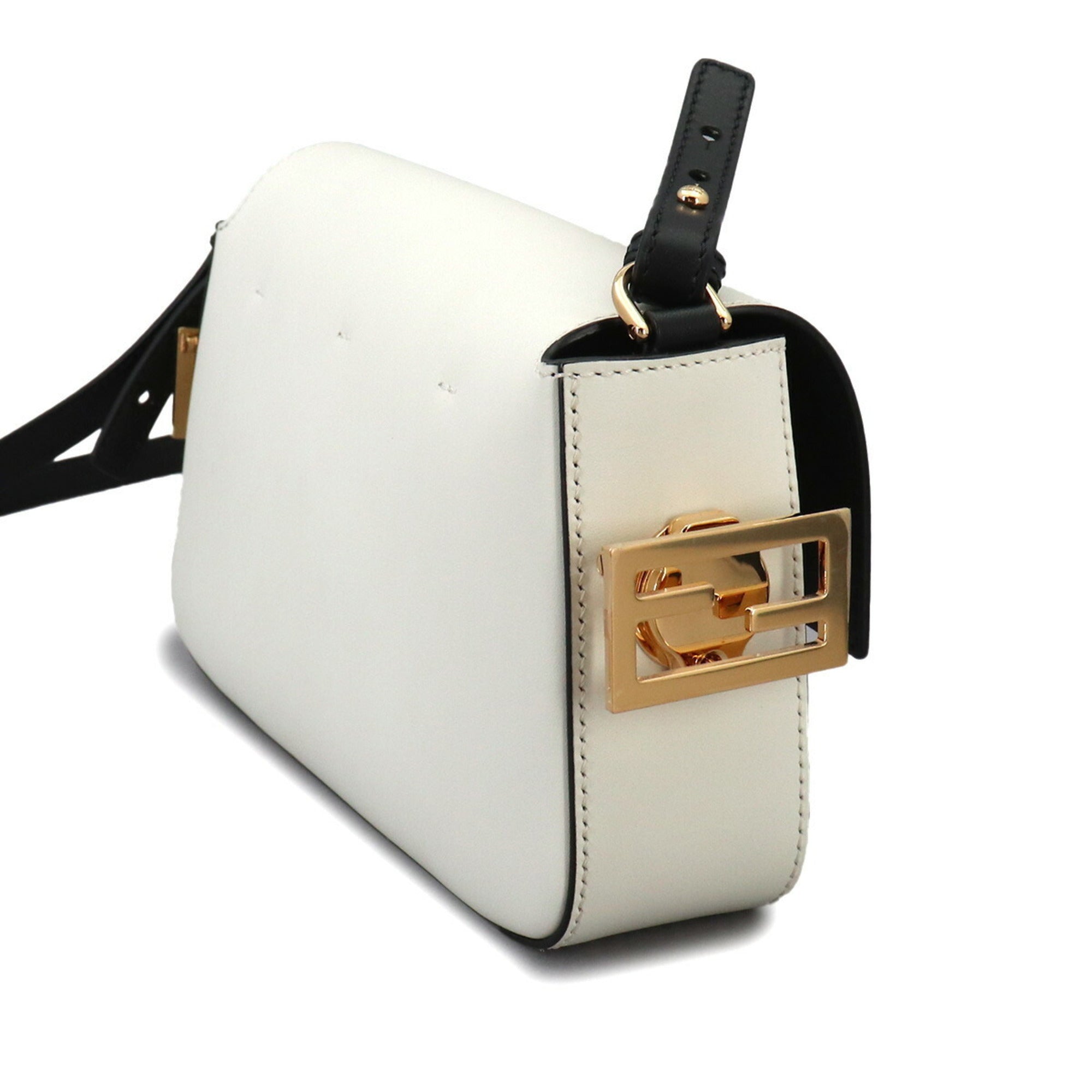 Fendi Black White Leather Handbag (Pre-Owned)