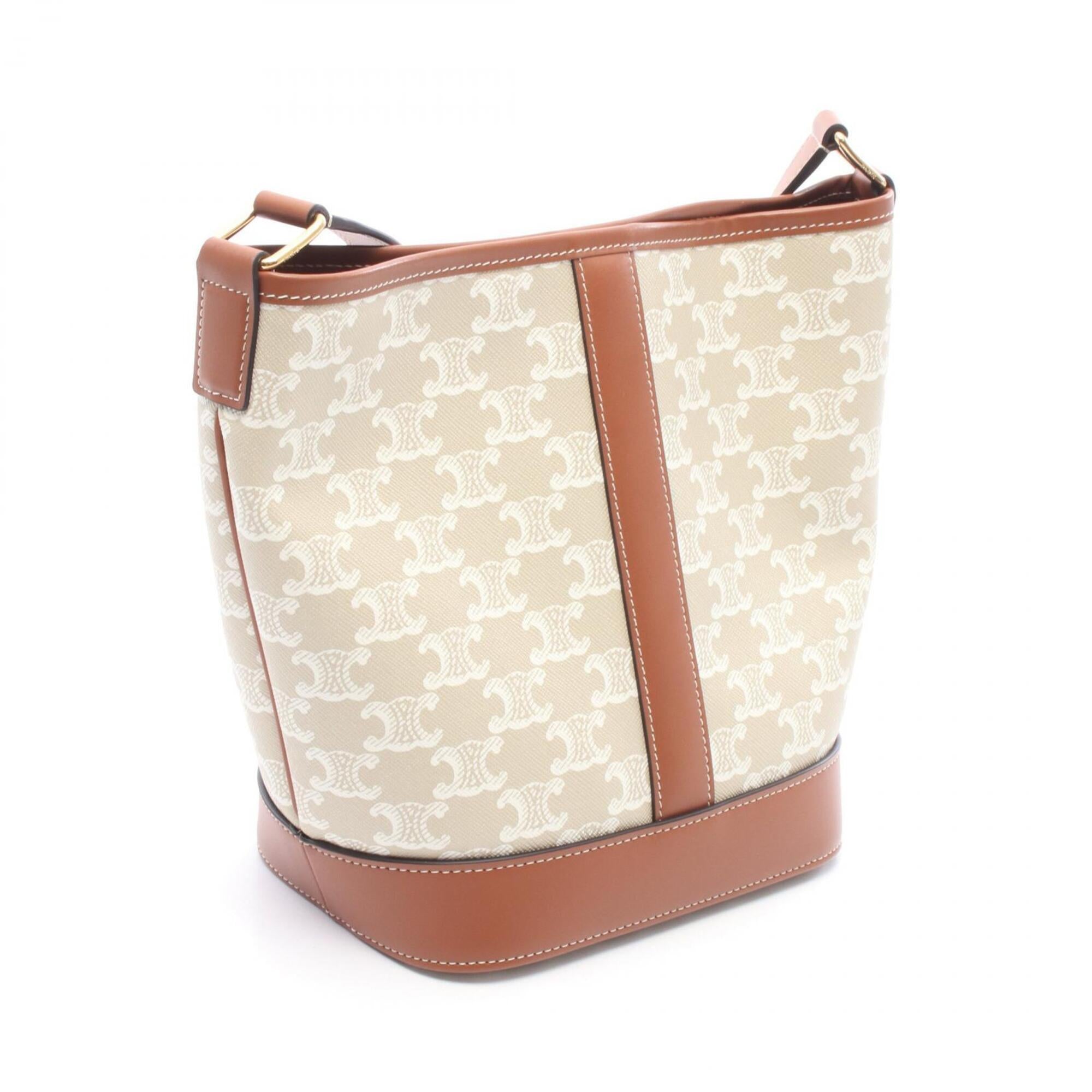 Celine Beige Brown White Coated Canvas Pvc Leather Handbag Shoulder Bag (Pre-Owned)