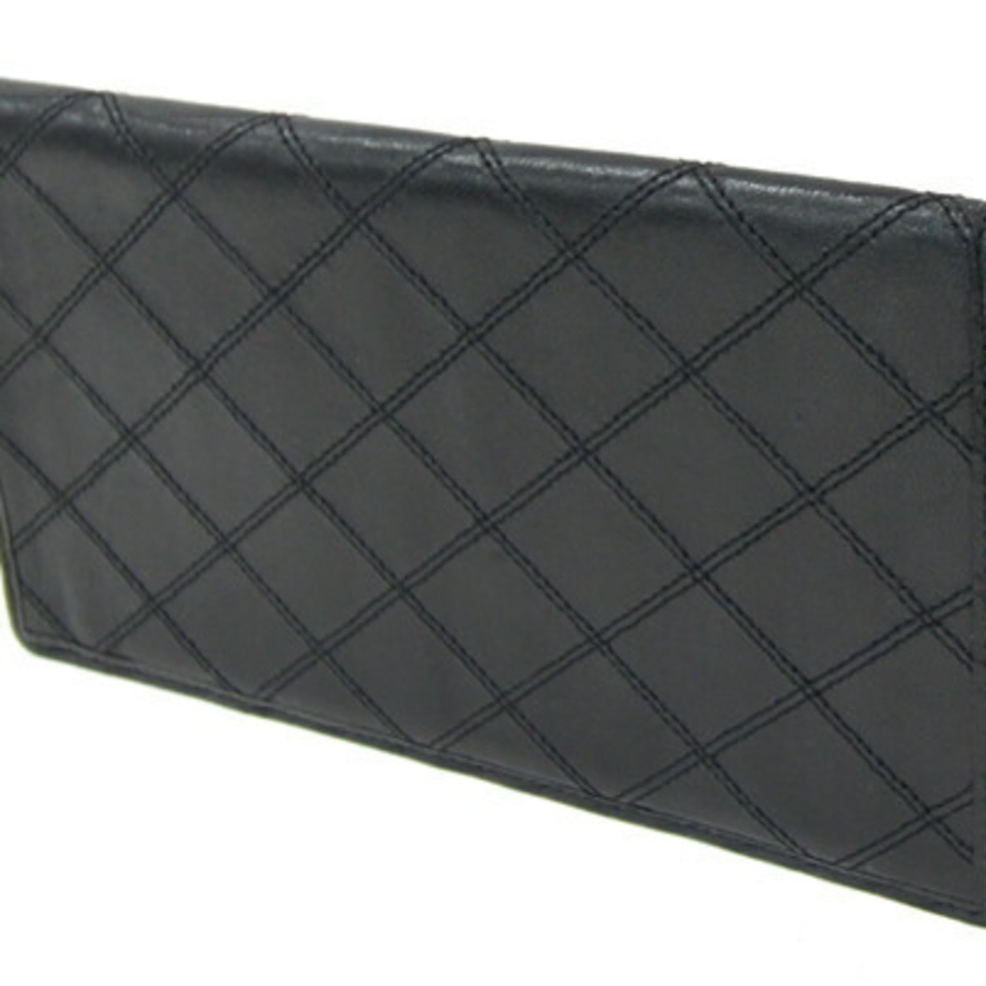 Chanel Bicolor Black Leather Long Bill Wallet (Bi-Fold) (Pre-Owned)