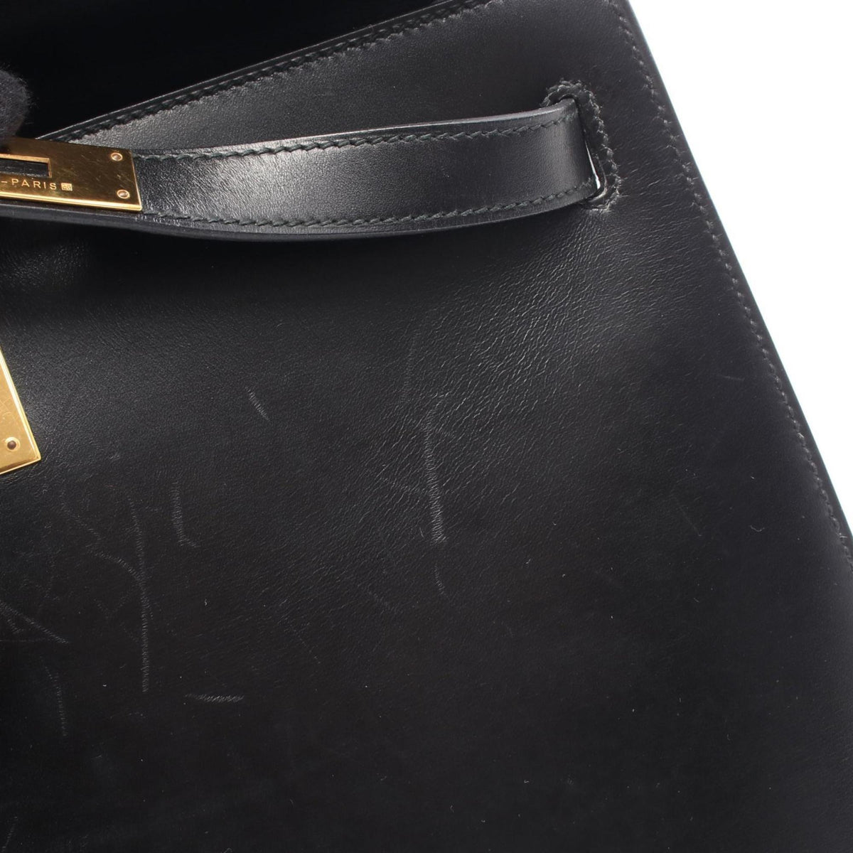 Hermes Black Box Calf Leather Handbag (Pre-Owned)
