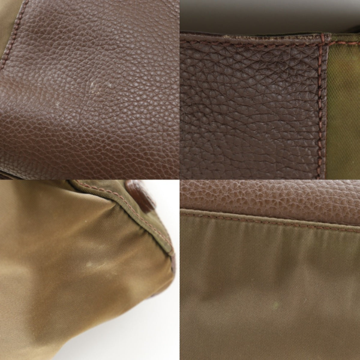Prada Brown Nylon Leather Handbag Tote Bag (Pre-Owned)