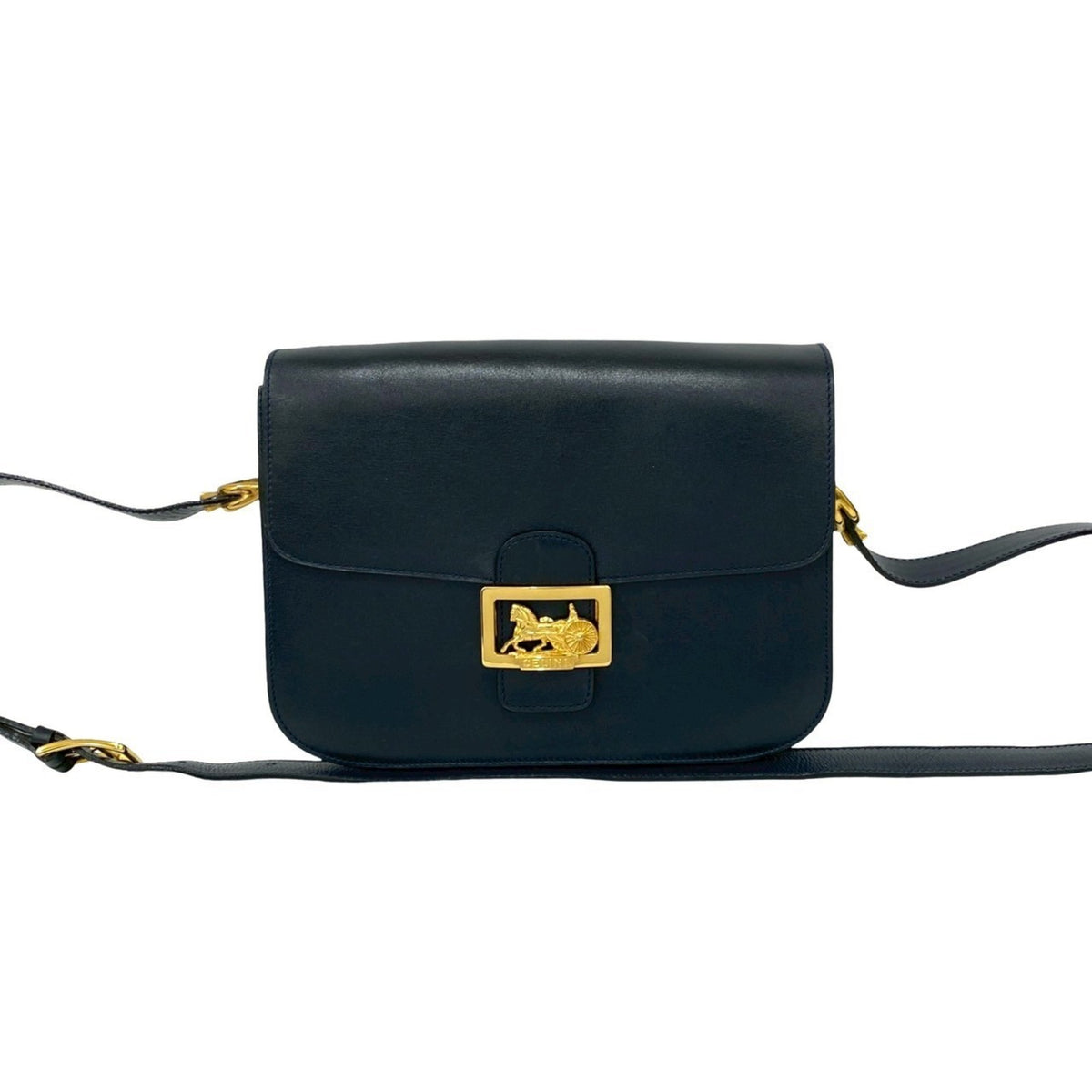 Celine Navy Leather Pochette Shoulder Bag (Pre-Owned)